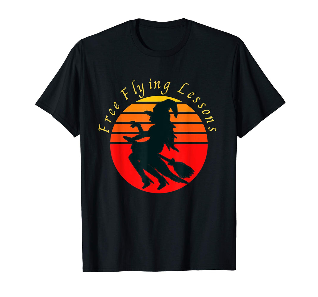 Free Flying Lessons Witch Sunset T-Shirt - Unique Graphic Men Women - T-Shirt, Sweatshirt, Hoodie