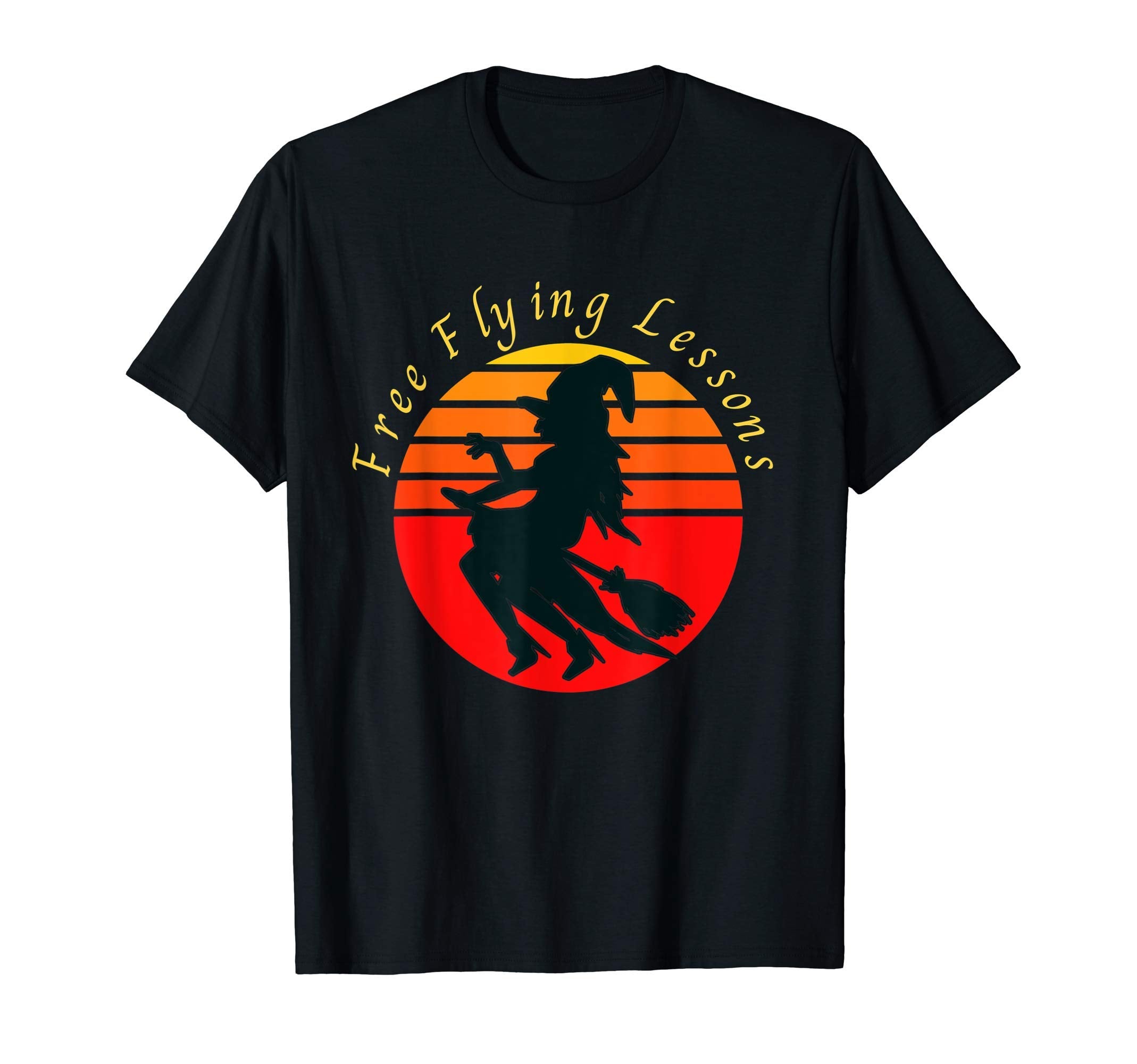 Free Flying Lessons Witch Sunset T-Shirt - Unique Graphic Men Women - T-Shirt, Sweatshirt, Hoodie