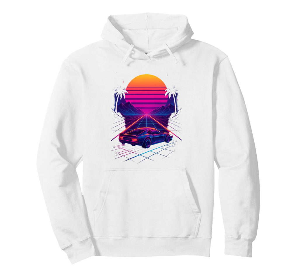 80S Synthwave Hoodie - Fun Novelty Design for Adults - T-Shirt, Sweatshirt, Hoodie