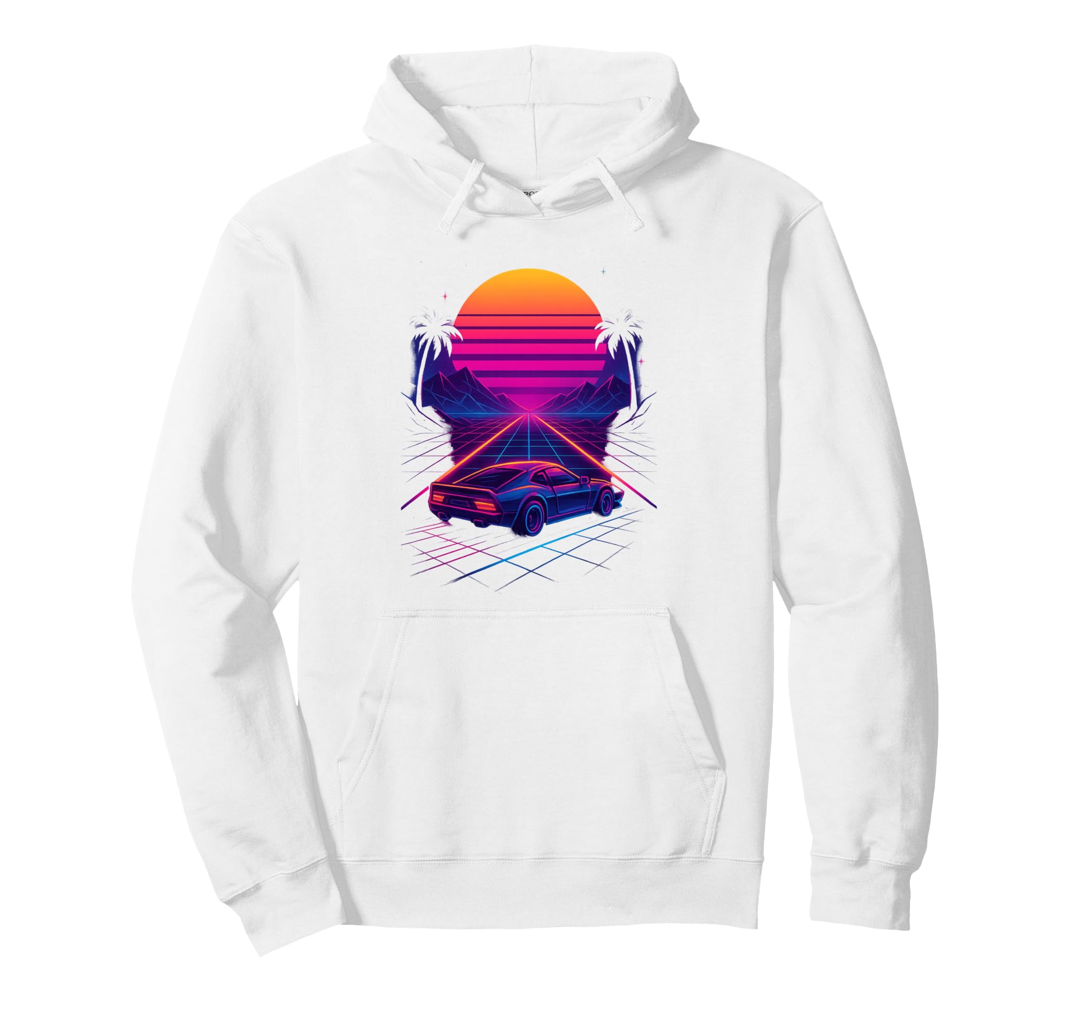 80S Synthwave Hoodie - Fun Novelty Design for Adults - T-Shirt, Sweatshirt, Hoodie