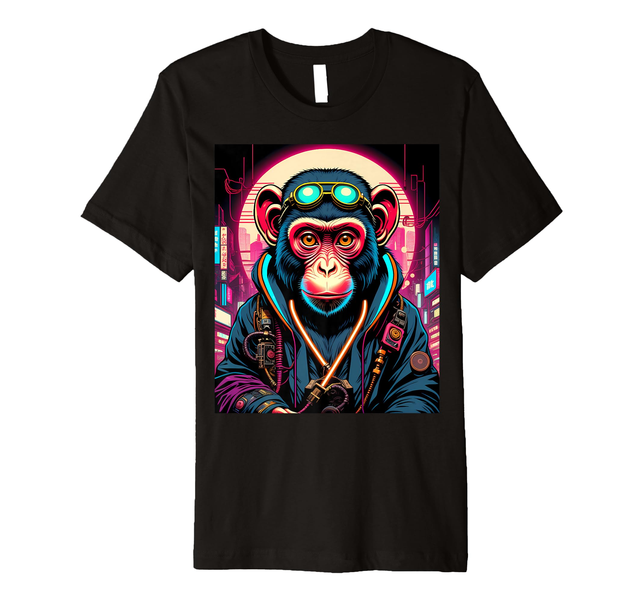 Japanese Vaporwave Monkey 80S Synthwave T-Shirt - Graphic Print Unisex - T-Shirt, Sweatshirt, Hoodie
