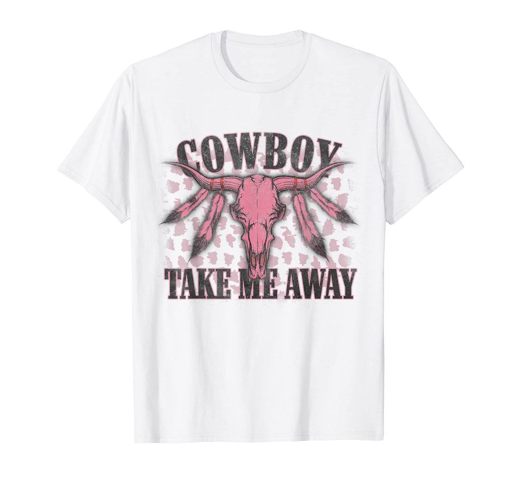 Leopard Bleached Bull Skull Cowboy T-Shirt - Fun Novelty Design Men Women - T-Shirt, Sweatshirt, Hoodie