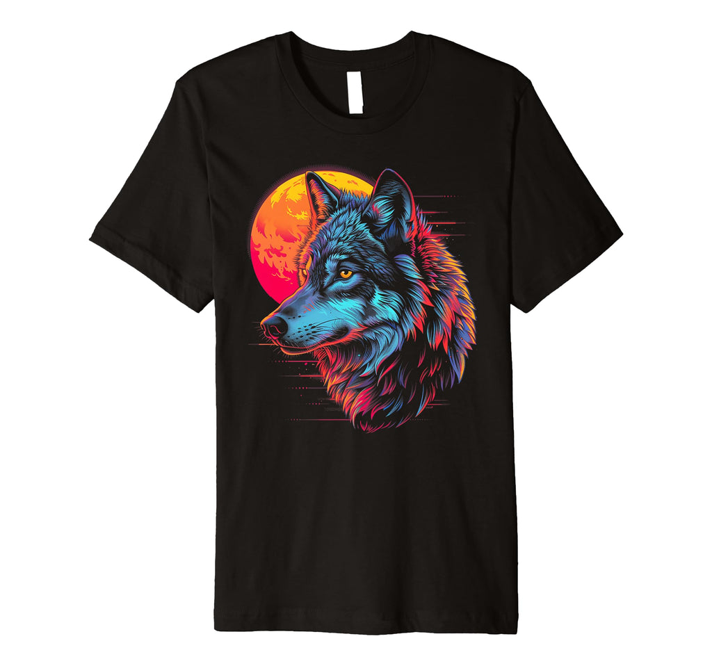 Wolf Vaporwave Aesthetic Synthwave 80S T-Shirt - Graphic Print Men Women - T-Shirt, Sweatshirt, Hoodie