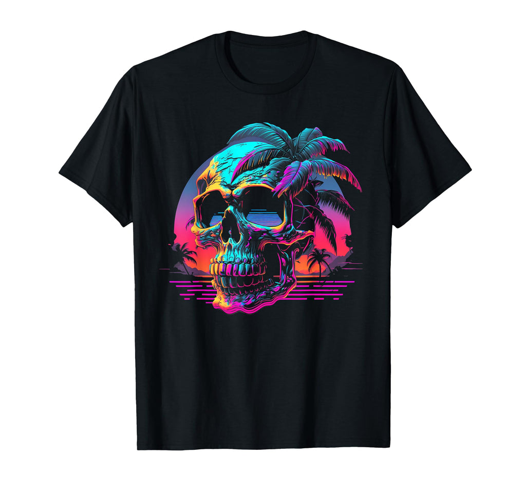 Skull Vaporwave Retrowave Aesthetic T-Shirt - Graphic Print for Adults - T-Shirt, Sweatshirt, Hoodie