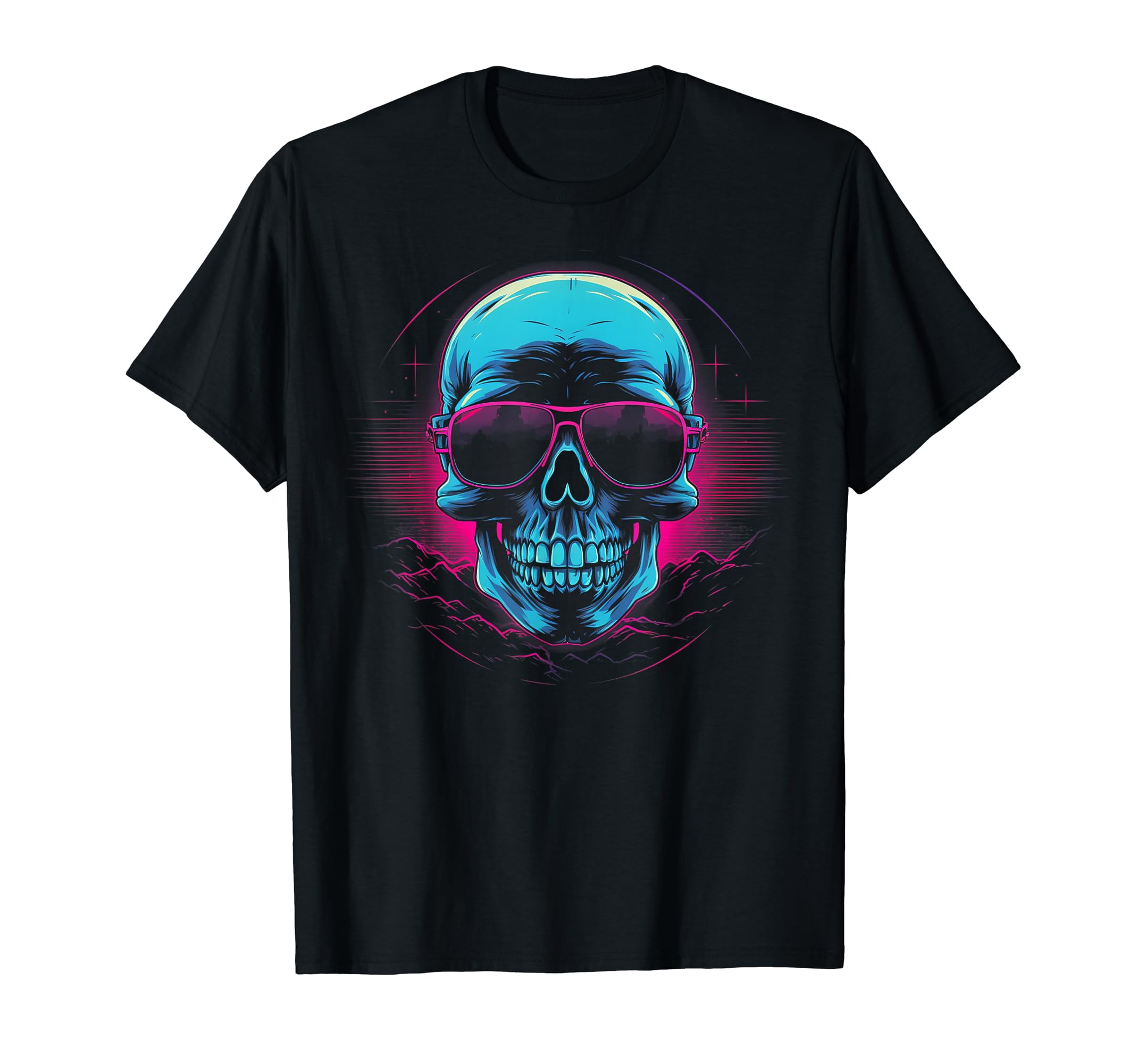 Skull Vaporwave Retrowave T-Shirt - Casual Everyday Wear Men Women - T-Shirt, Sweatshirt, Hoodie