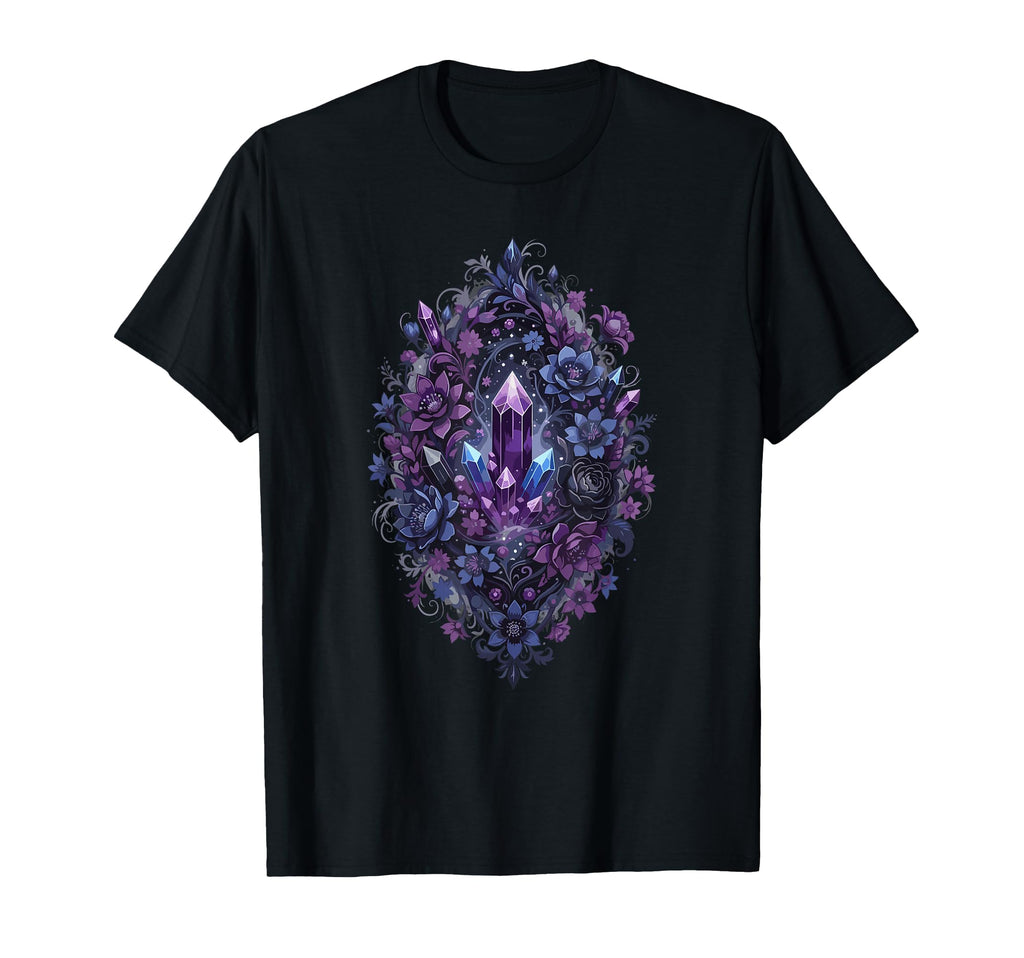 Purple Crystal Bouquet Mystic Floral T-Shirt - Trendy Graphic Unisex - T-Shirt, Sweatshirt, Hoodie