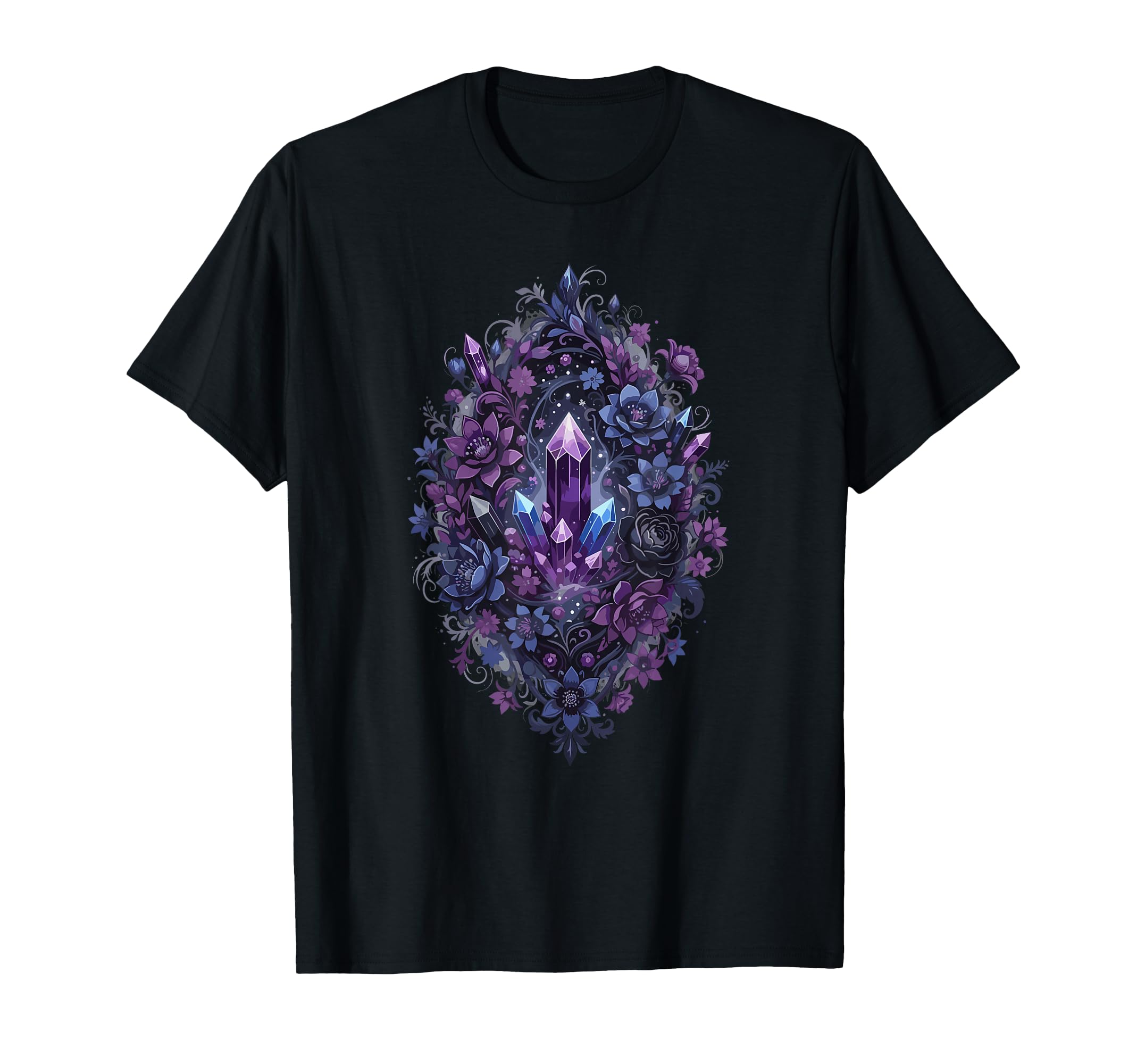 Purple Crystal Bouquet Mystic Floral T-Shirt - Trendy Graphic Unisex - T-Shirt, Sweatshirt, Hoodie