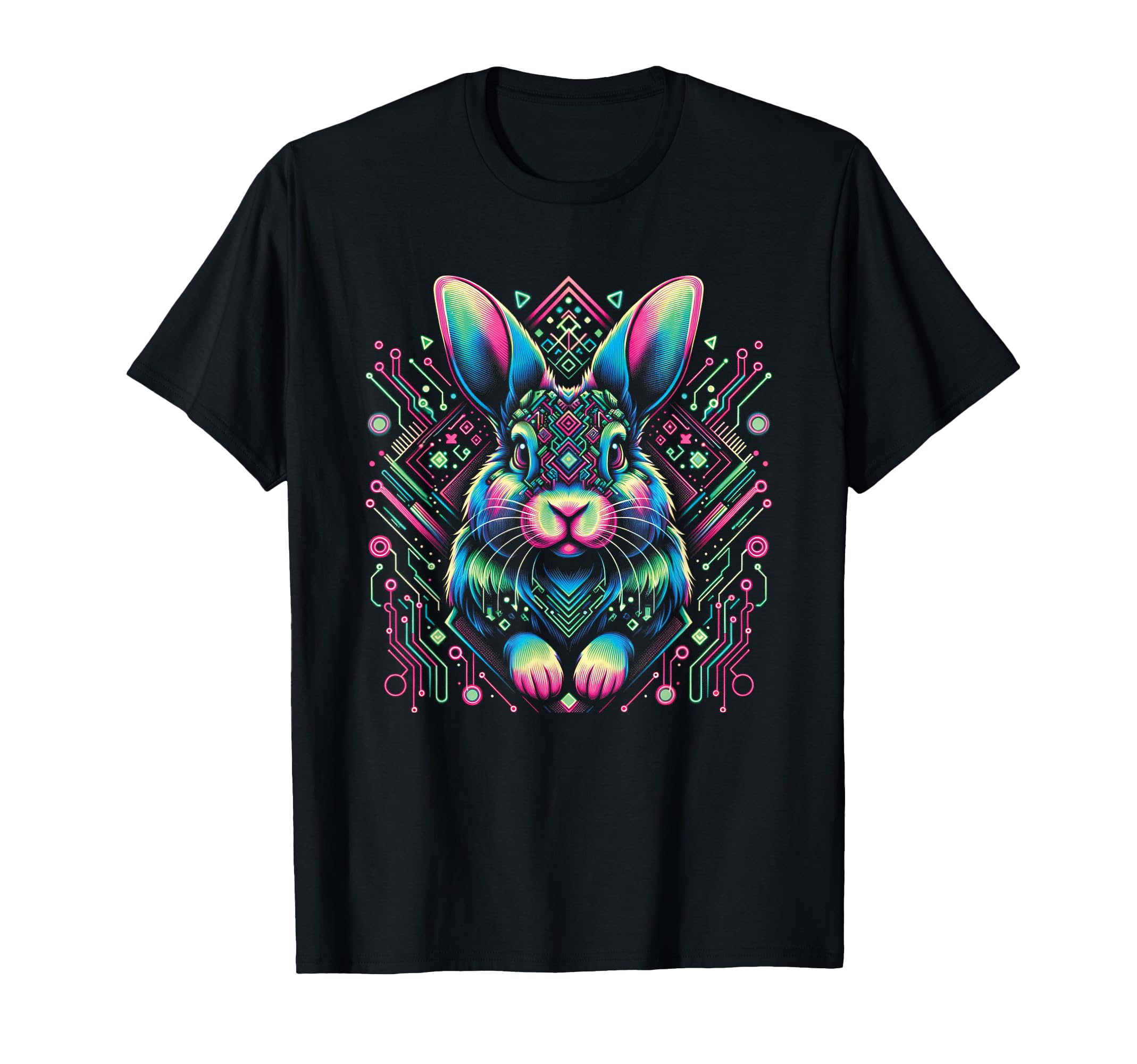 Vaporwave Bunny Rabbit Cyberpunk Art T-Shirt - Custom Art Print Men Women - T-Shirt, Sweatshirt, Hoodie