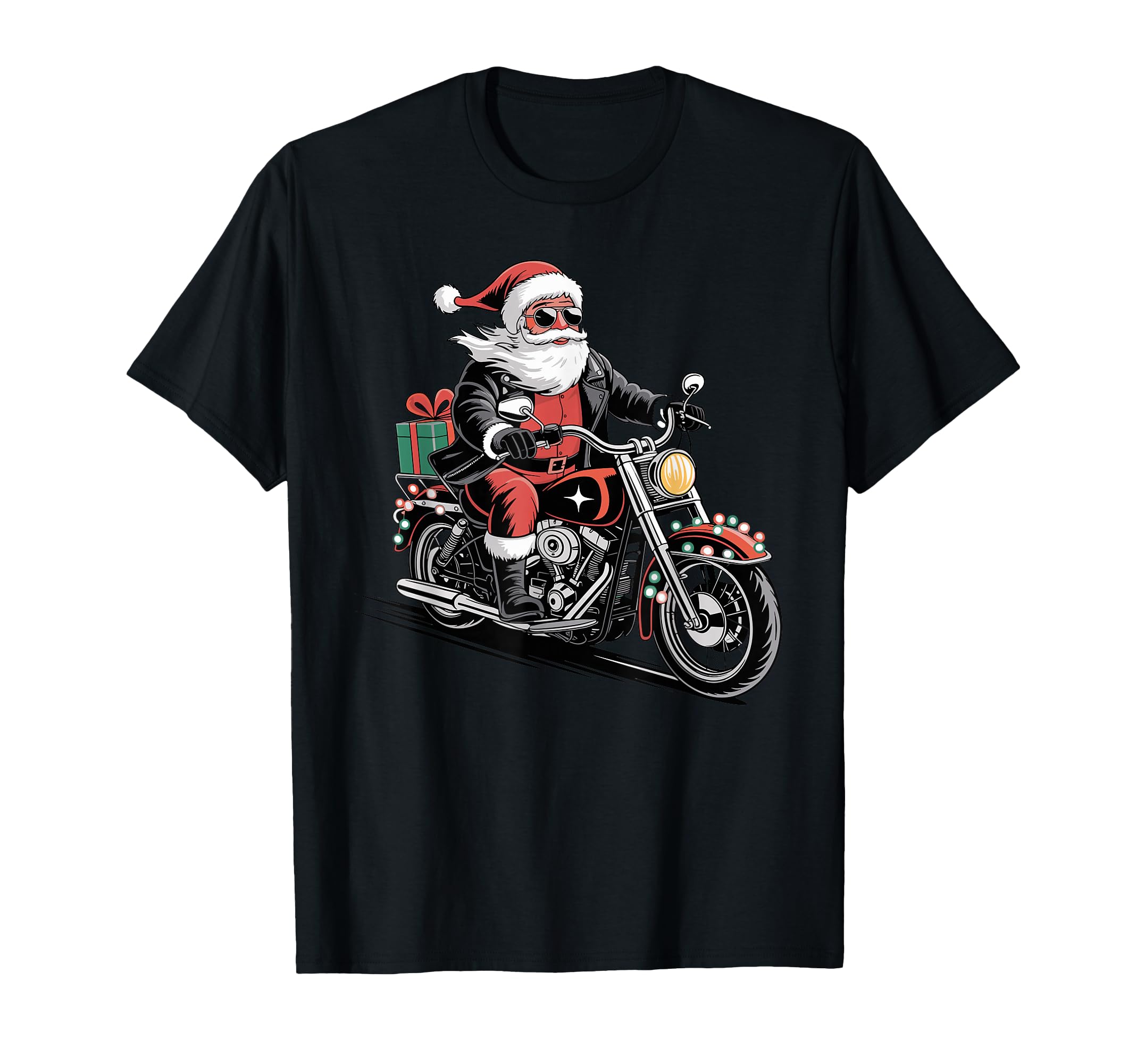 Santa Riding Motorcycle Bike Rock T-Shirt - Novelty Apparel Men Women - T-Shirt, Sweatshirt, Hoodie