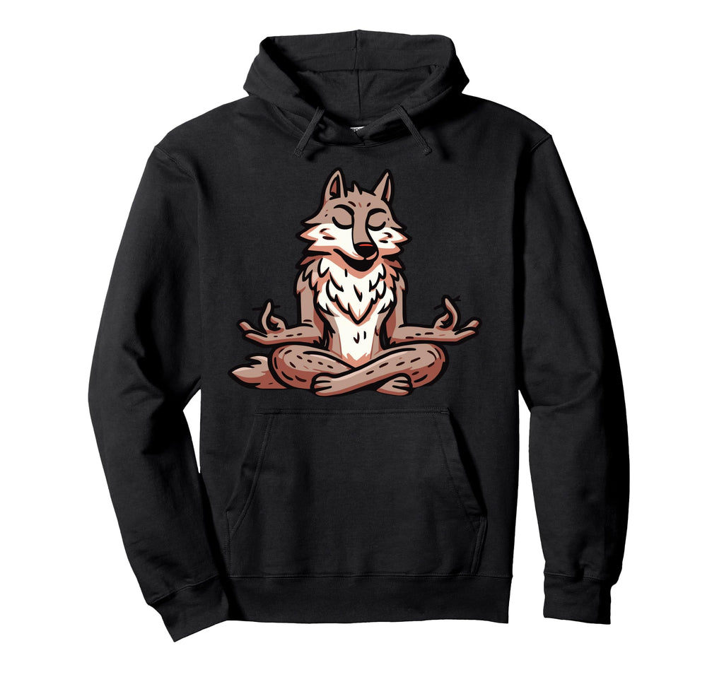 Meditation Wolf Yoga Pose Relaxing Hoodie - Unique Graphic for Adults - T-Shirt, Sweatshirt, Hoodie