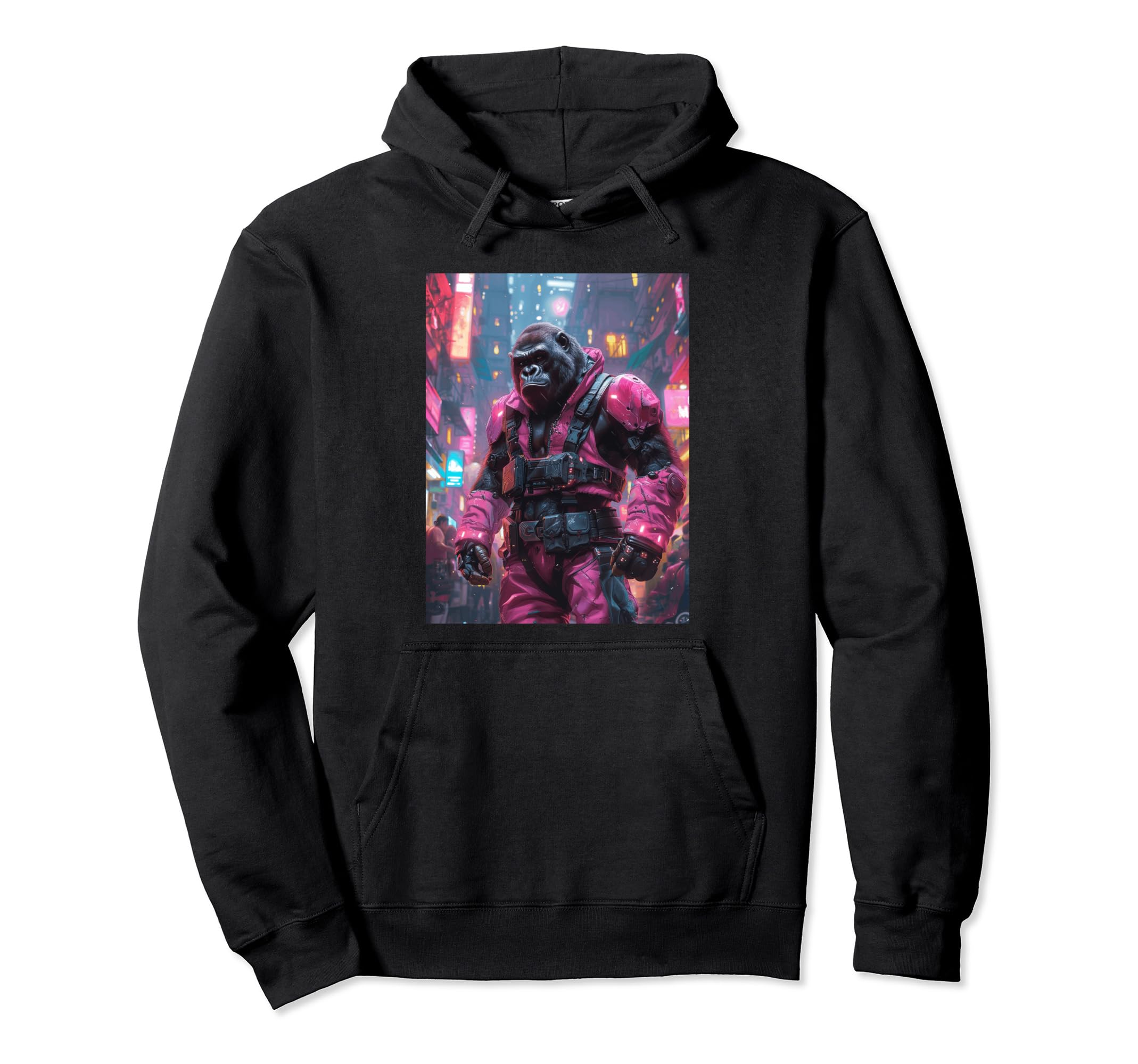 Synthwave Retrowave Gorilla 70S Hoodie - Casual Everyday Wear for Adults - T-Shirt, Sweatshirt, Hoodie