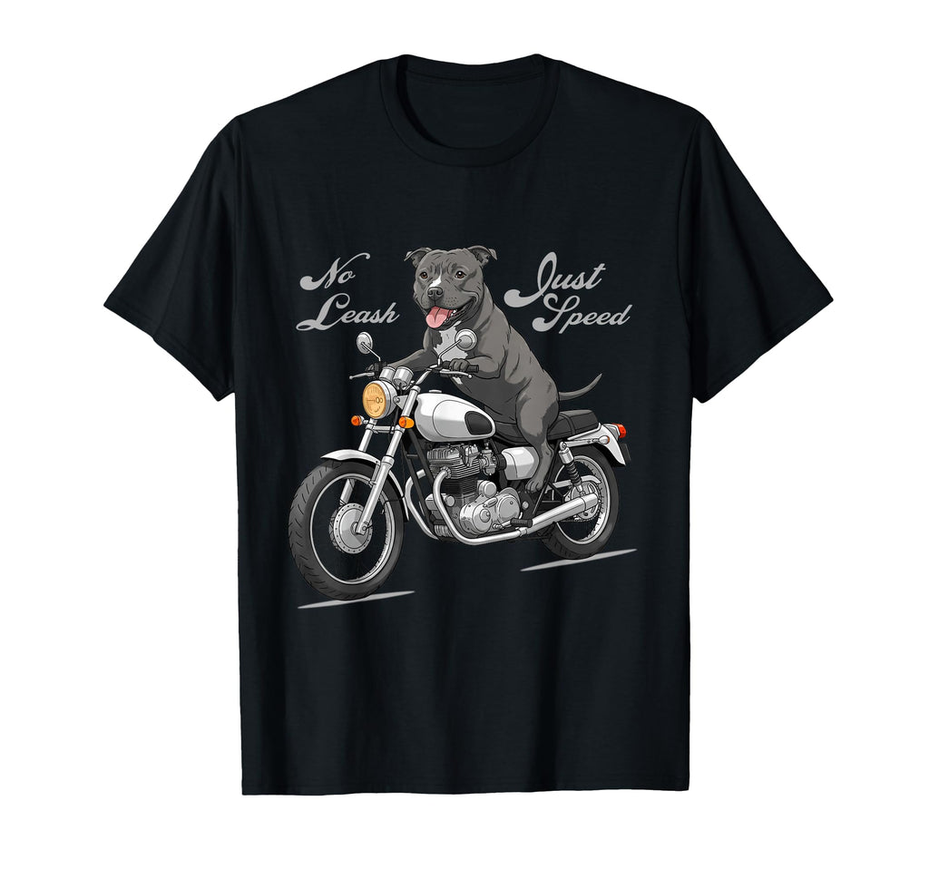Staffy Dog Motorcycle Rider T-Shirt - Graphic Print Men Women - T-Shirt, Sweatshirt, Hoodie