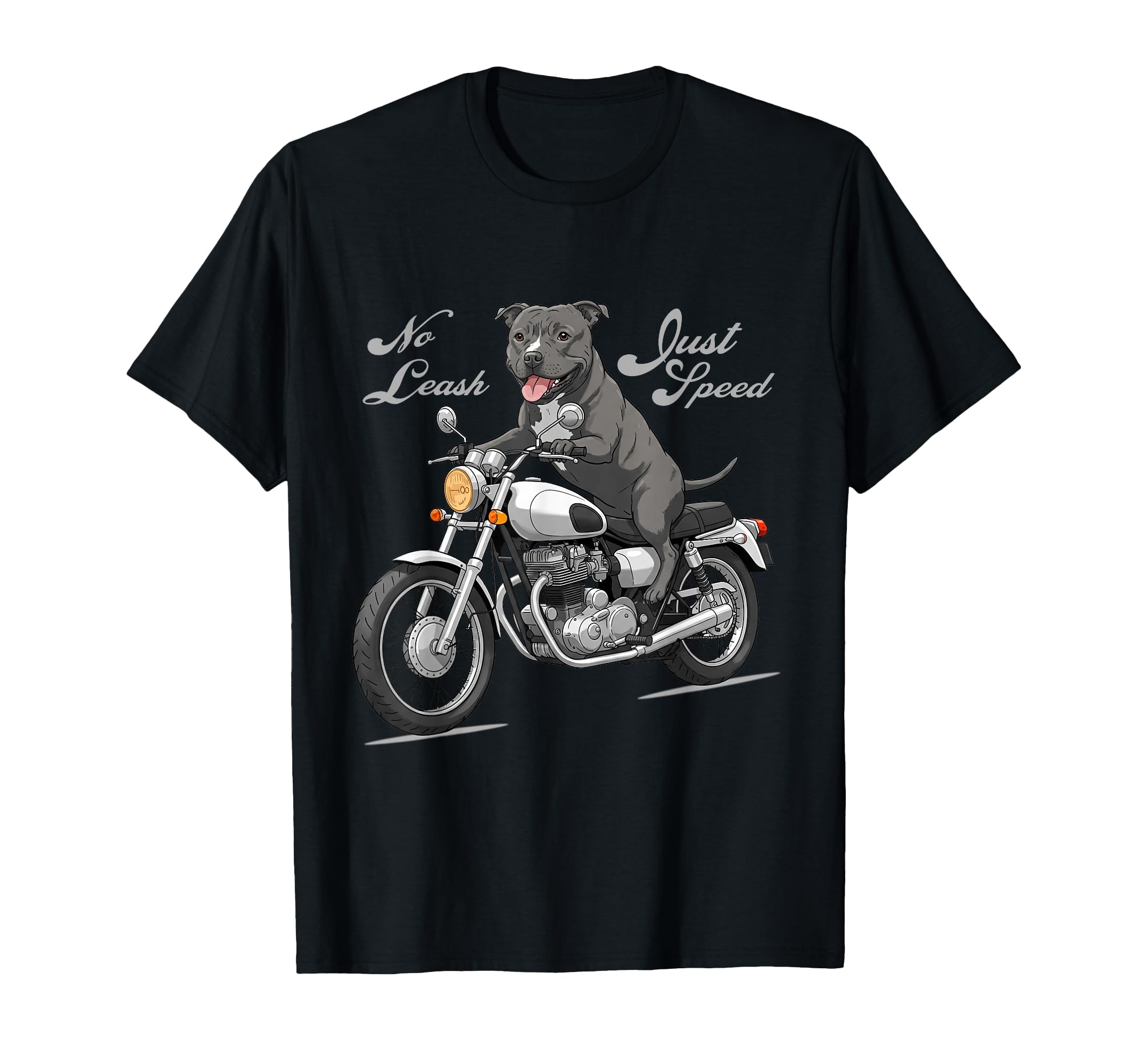 Staffy Dog Motorcycle Rider T-Shirt - Graphic Print Men Women - T-Shirt, Sweatshirt, Hoodie