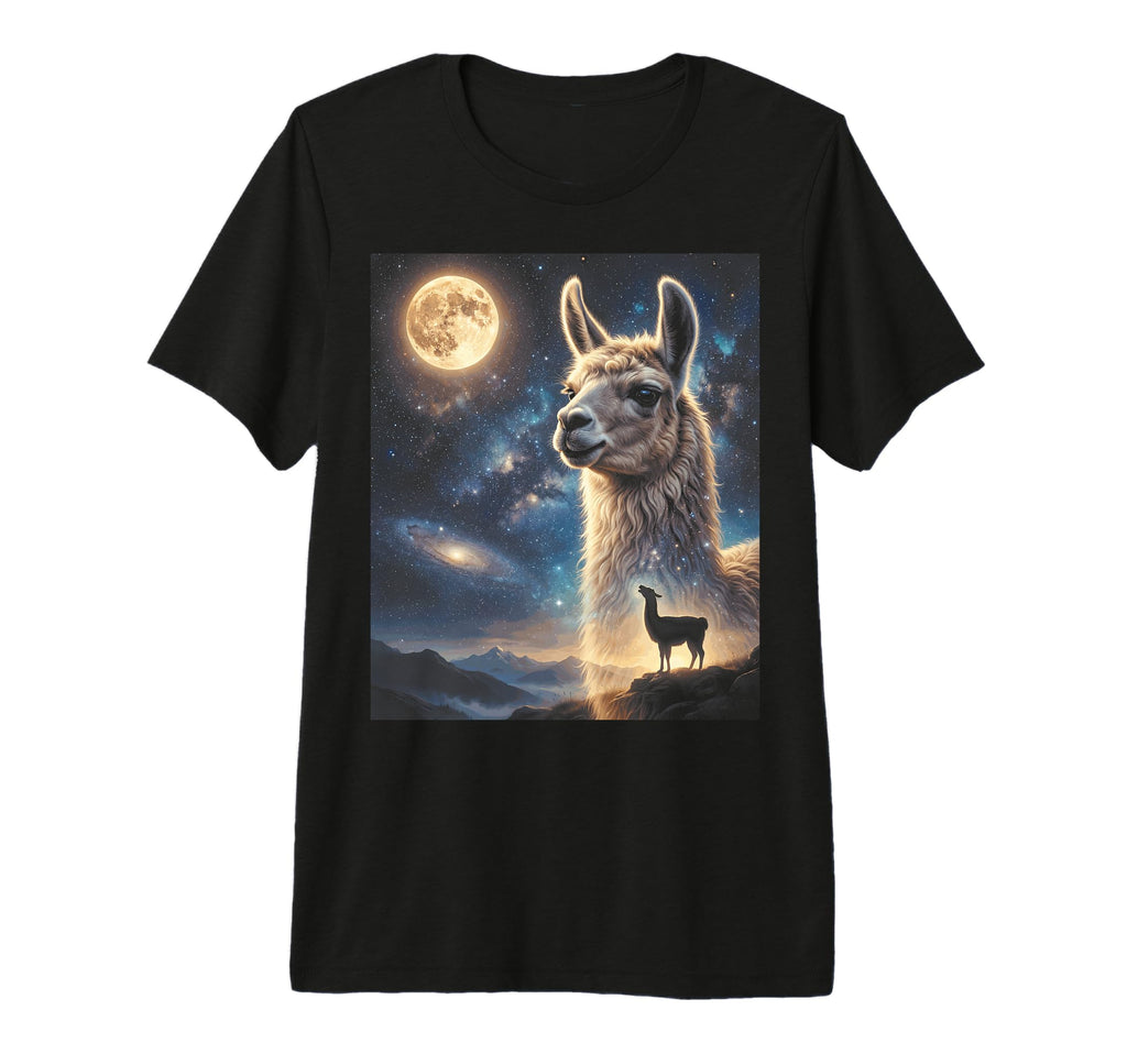Howling Llama Full Moon Starry Night 90S T-Shirt - Custom Art Print Unisex - T-Shirt, Sweatshirt, Hoodie