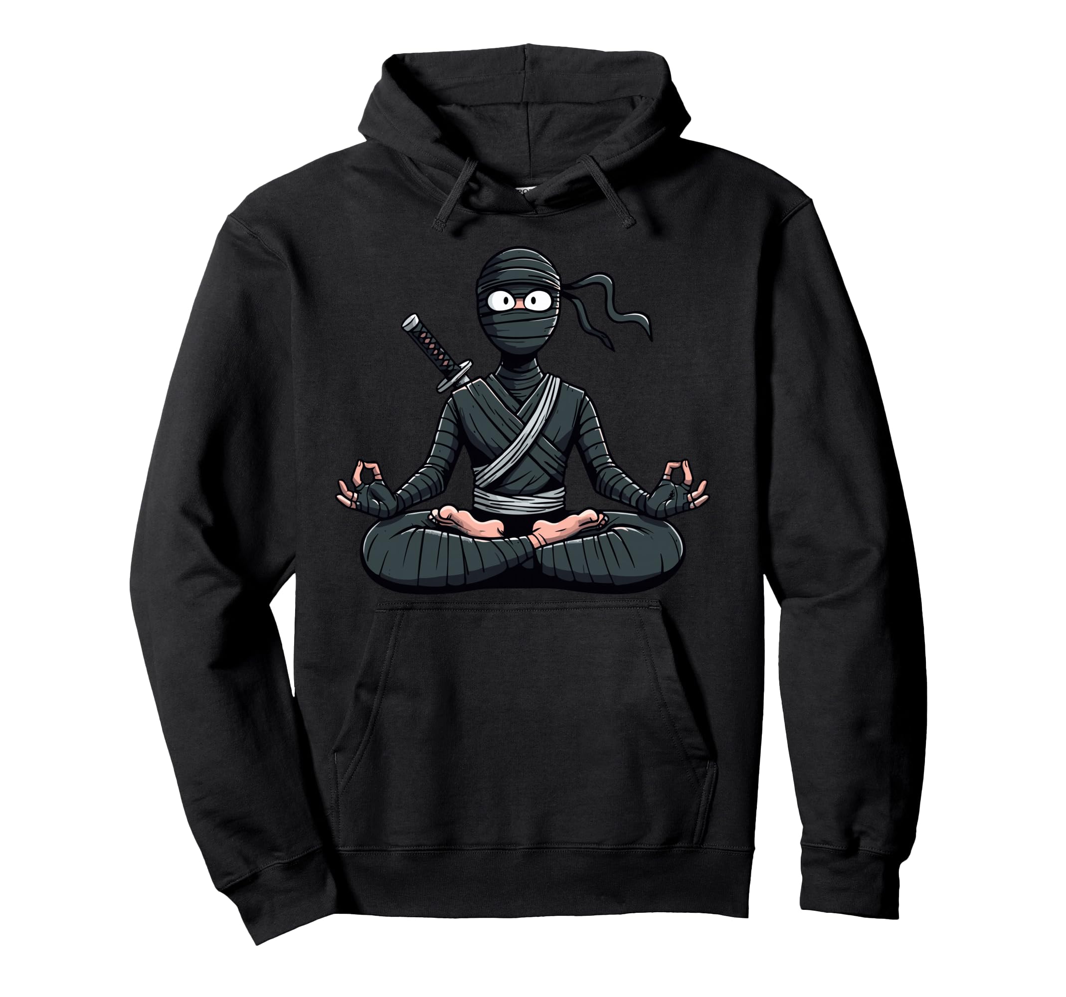 Meditation Ninja Yoga Pose Relaxing Hoodie - Aesthetic Graphic Men Women - T-Shirt, Sweatshirt, Hoodie
