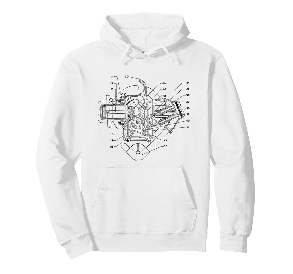 Motorcycle Diagram Douglas Opposed Twin Hoodie - Graphic Print for Adults - T-Shirt, Sweatshirt, Hoodie