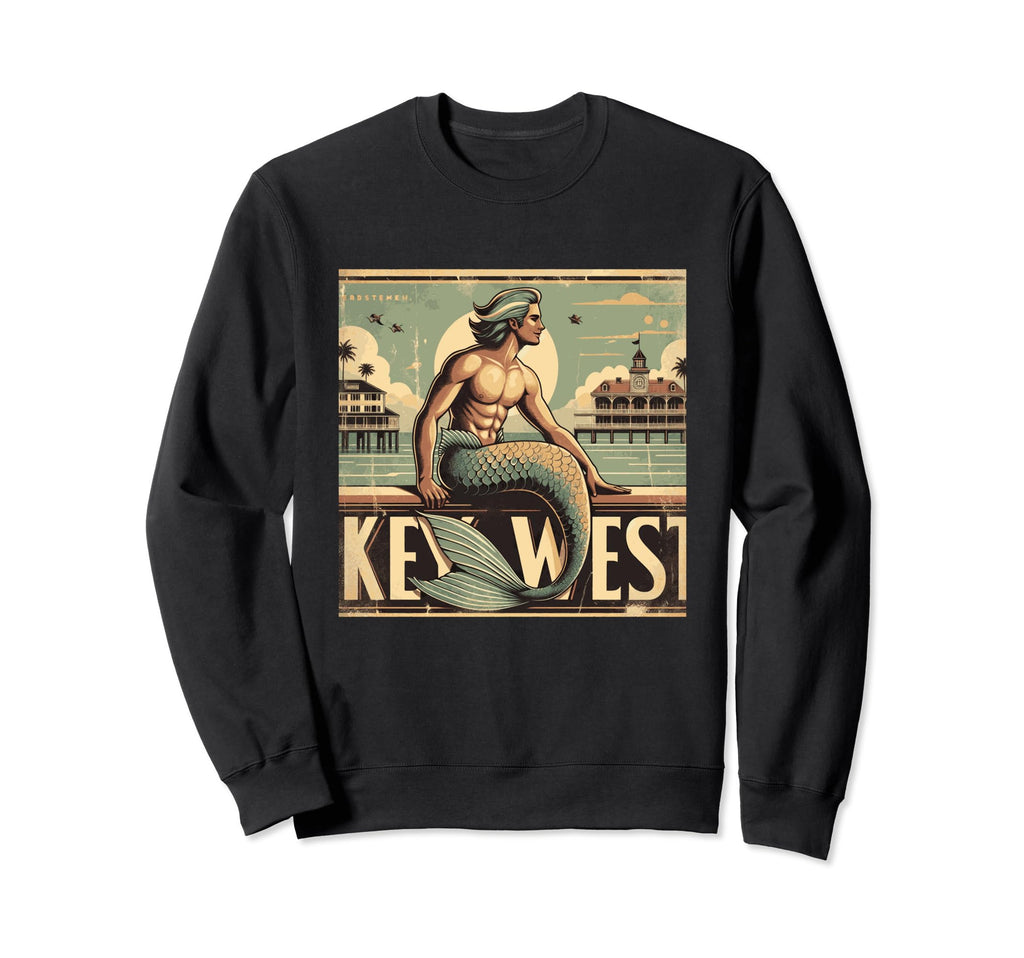 Key West Postcard Merman Mermaid Sweatshirt - Trendy Graphic Men Women - T-Shirt, Sweatshirt, Hoodie