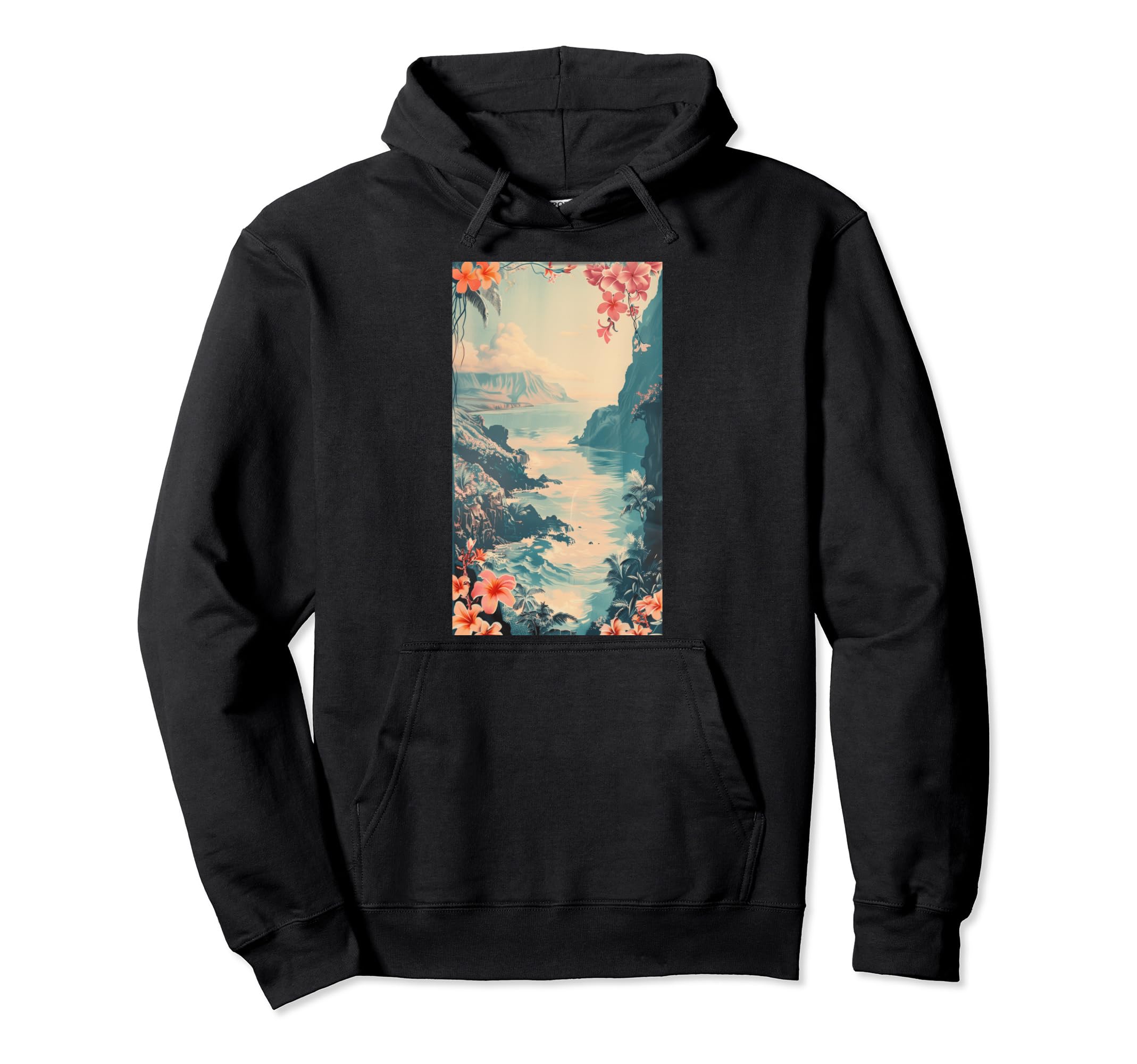 Hawaiian Postcard Inspired Tropical Hoodie - Custom Art Print for Adults - T-Shirt, Sweatshirt, Hoodie