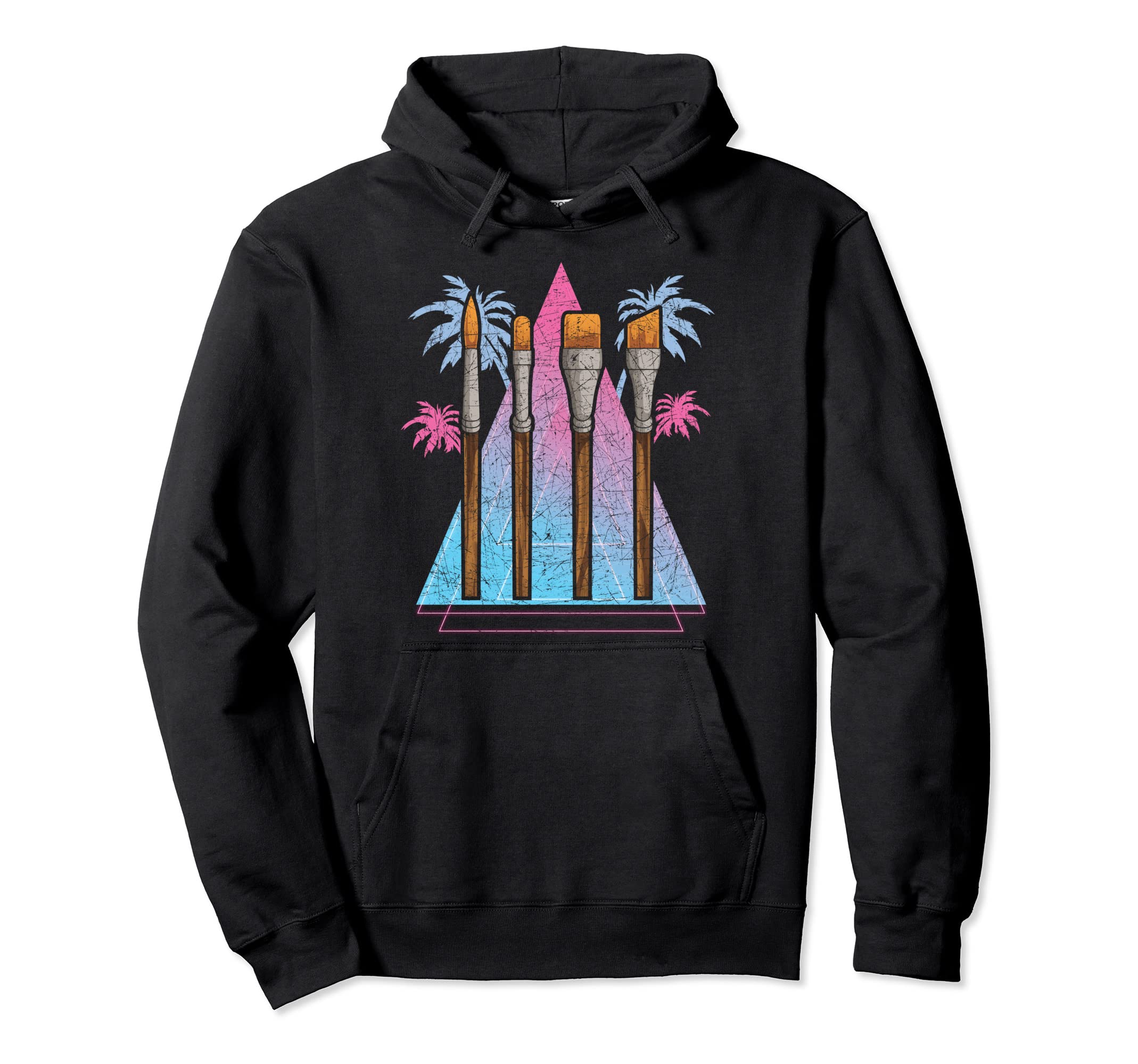 Paint Brush 80S Art Painting Synthwave Hoodie - Graphic Print Unisex - T-Shirt, Sweatshirt, Hoodie
