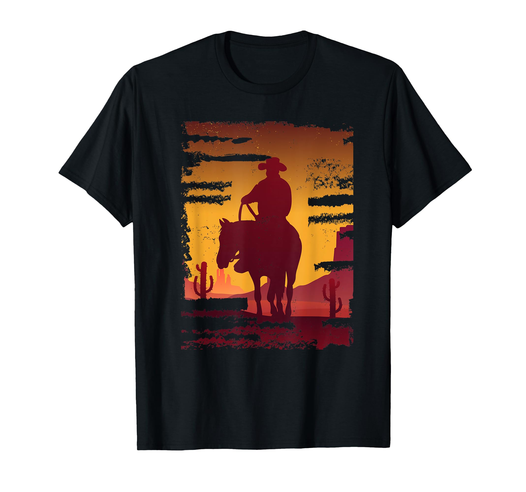 Saddle Western Cowboy Western Sunset T-Shirt - Fun Novelty Design Unisex - T-Shirt, Sweatshirt, Hoodie