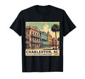Charleston Sc Postcard Rainbow Row T-Shirt - Minimalist Print Unisex - T-Shirt, Sweatshirt, Hoodie