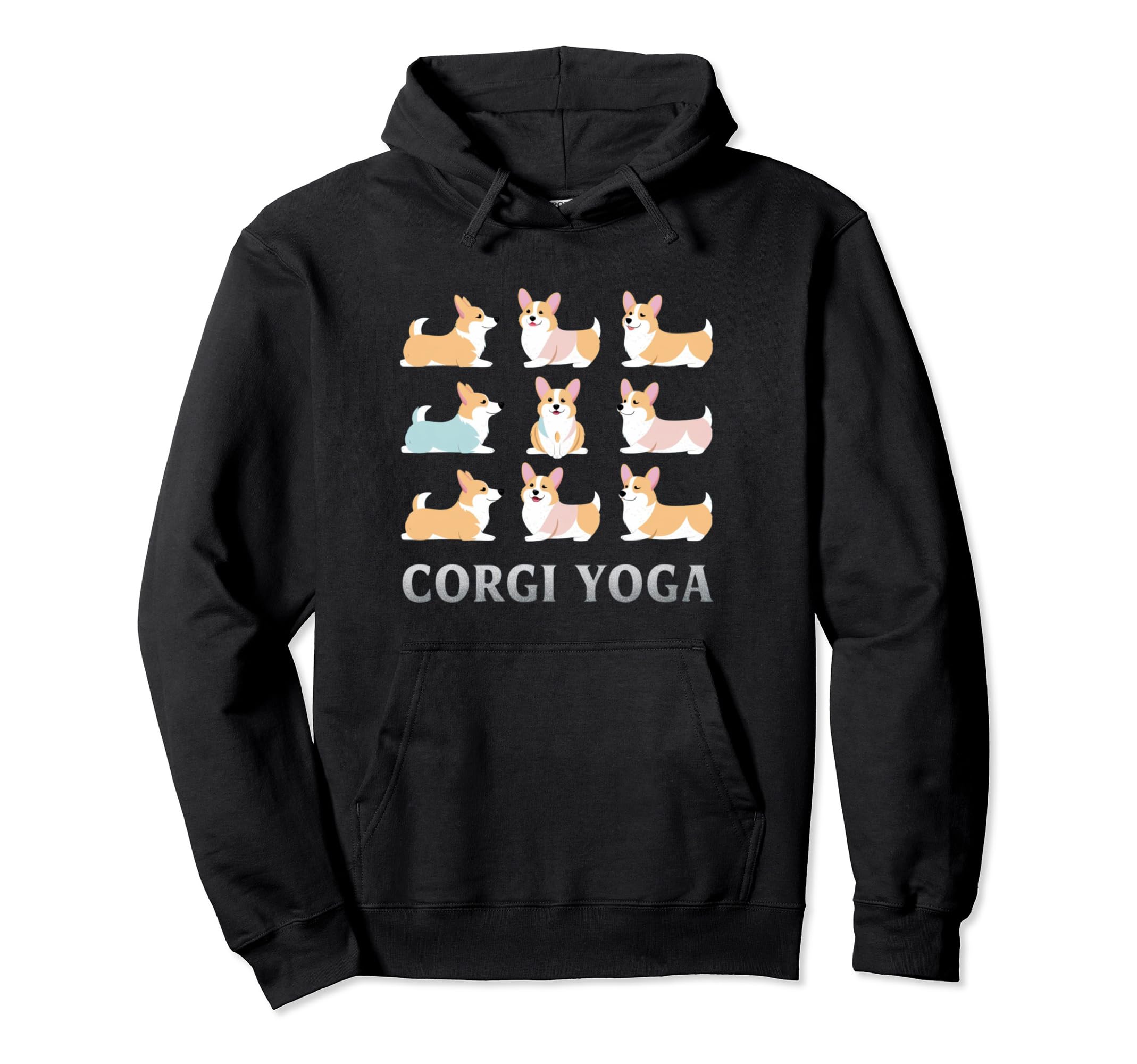 Corgi Yoga Meditation Workout Hoodie - Fun Novelty Design for Adults - T-Shirt, Sweatshirt, Hoodie