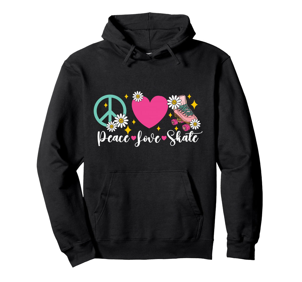 Roller Skating Skate Heart Peace Love Hoodie - Custom Art Print Men Women - T-Shirt, Sweatshirt, Hoodie