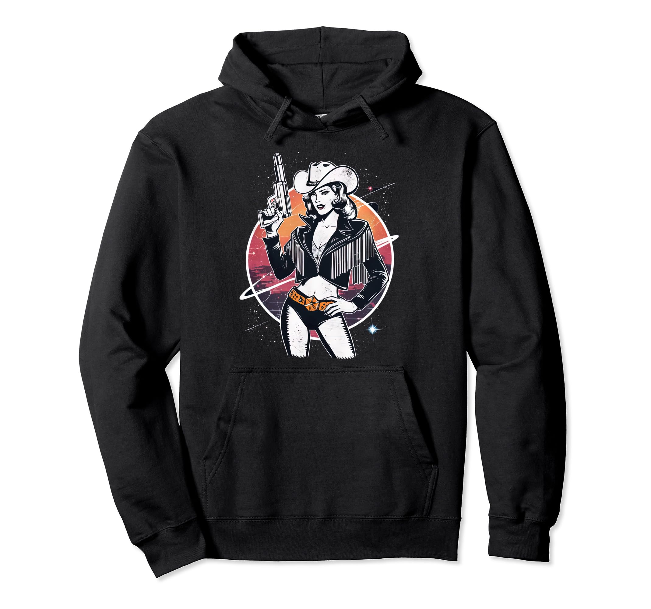 Space Cowgirl Galactic Western Adventure Hoodie - Fun Novelty Design Unisex - T-Shirt, Sweatshirt, Hoodie