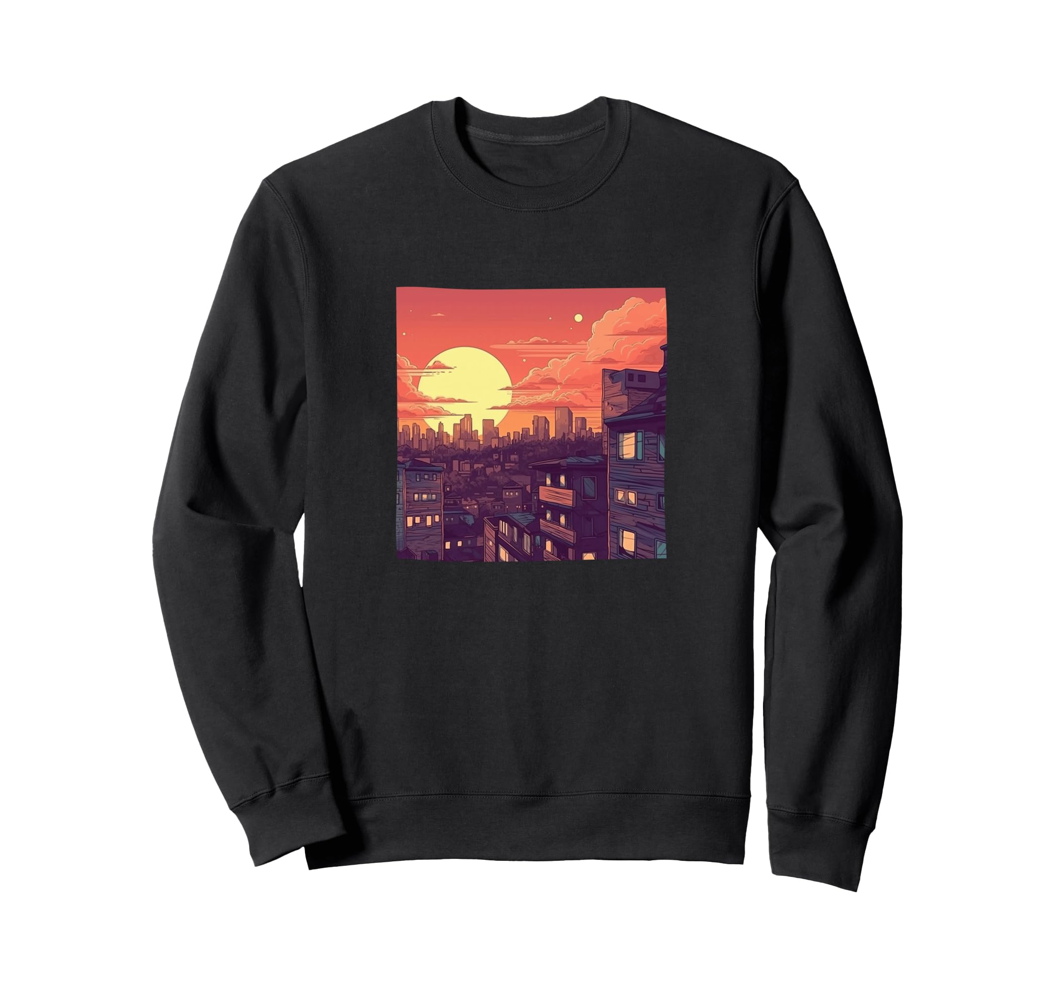 Cityscape Dusk Landscape Colorful Sweatshirt - Custom Art Print Unisex - T-Shirt, Sweatshirt, Hoodie