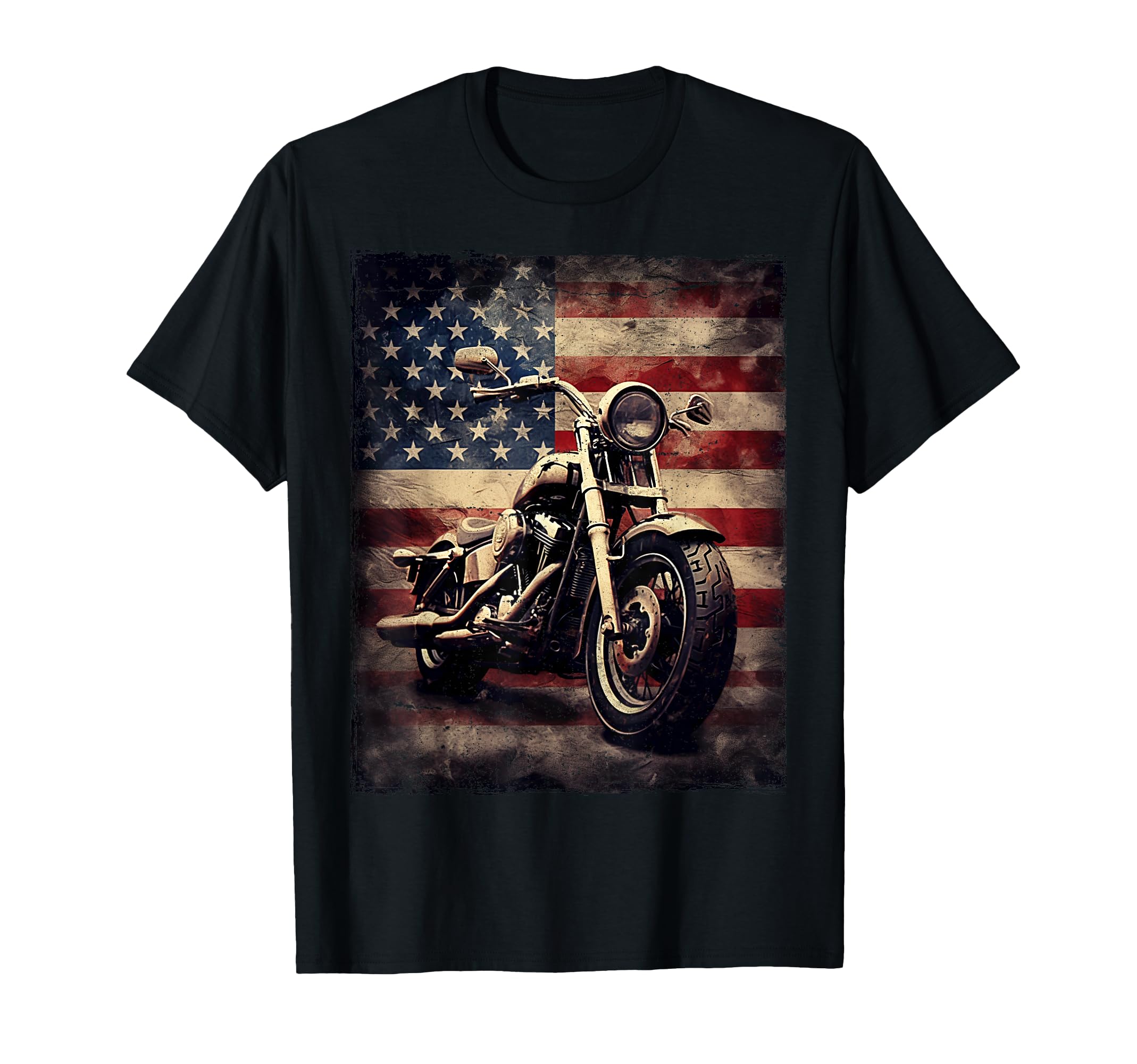 Motorcycle Usa Flag Biker American T-Shirt - Novelty Apparel Unisex - T-Shirt, Sweatshirt, Hoodie