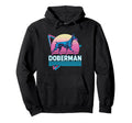 Doberman Pinscher Synthwave Aesthetic Hoodie - Minimalist Print Men Women - T-Shirt, Sweatshirt, Hoodie