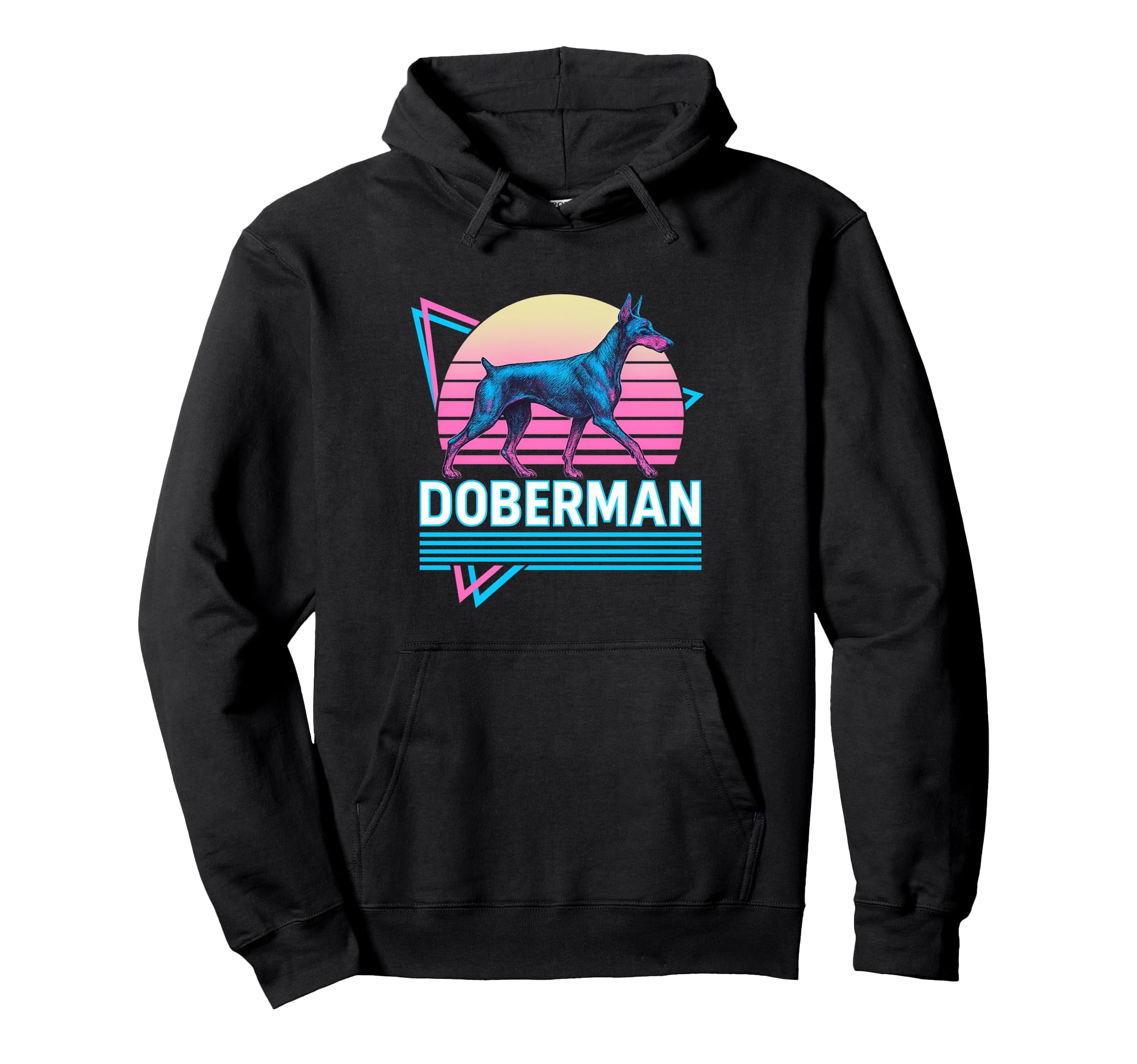 Doberman Pinscher Synthwave Aesthetic Hoodie - Minimalist Print Men Women - T-Shirt, Sweatshirt, Hoodie