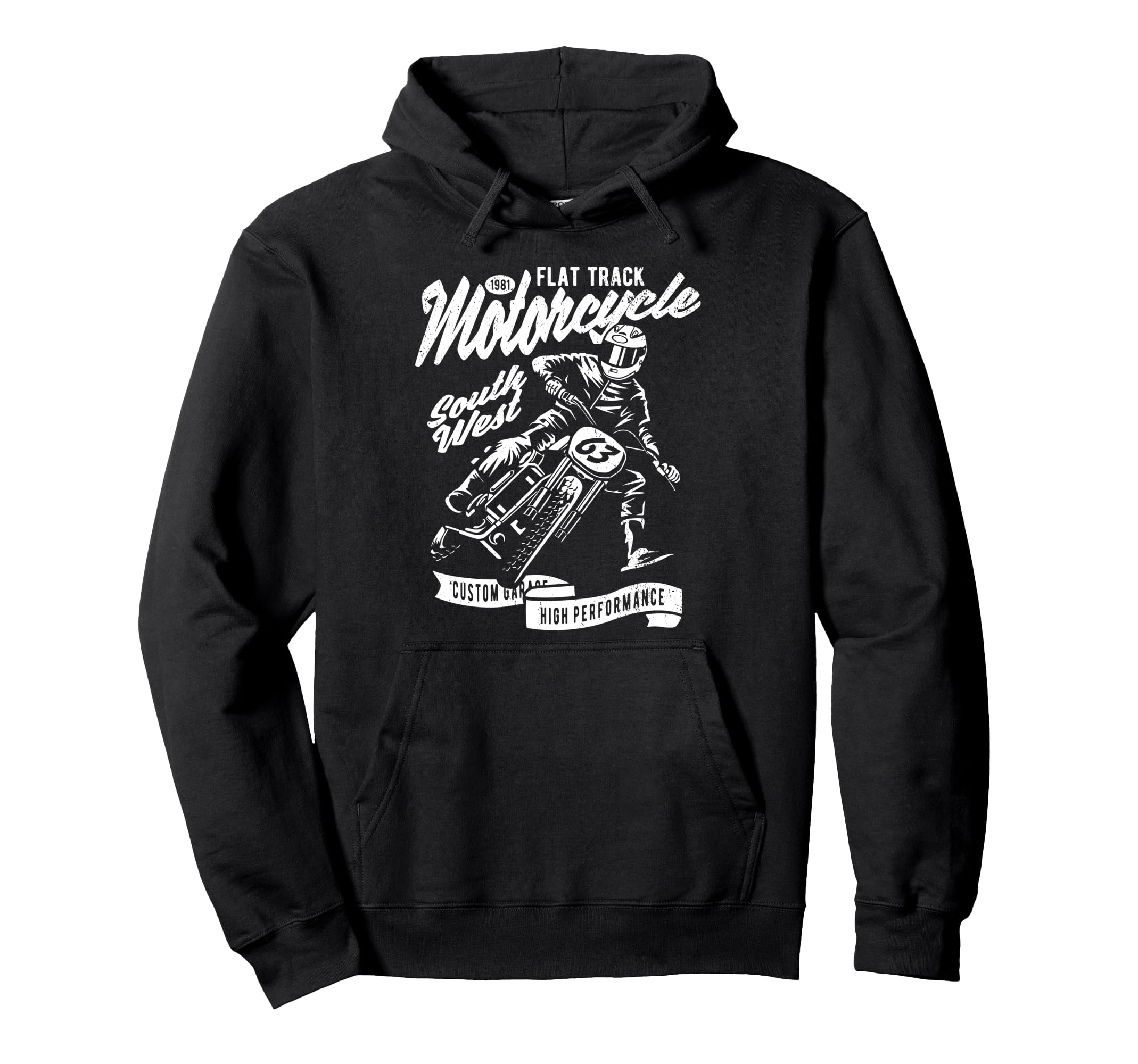 Flat Track Motorcycle Race Hoodie - Casual Everyday Wear Men Women - T-Shirt, Sweatshirt, Hoodie