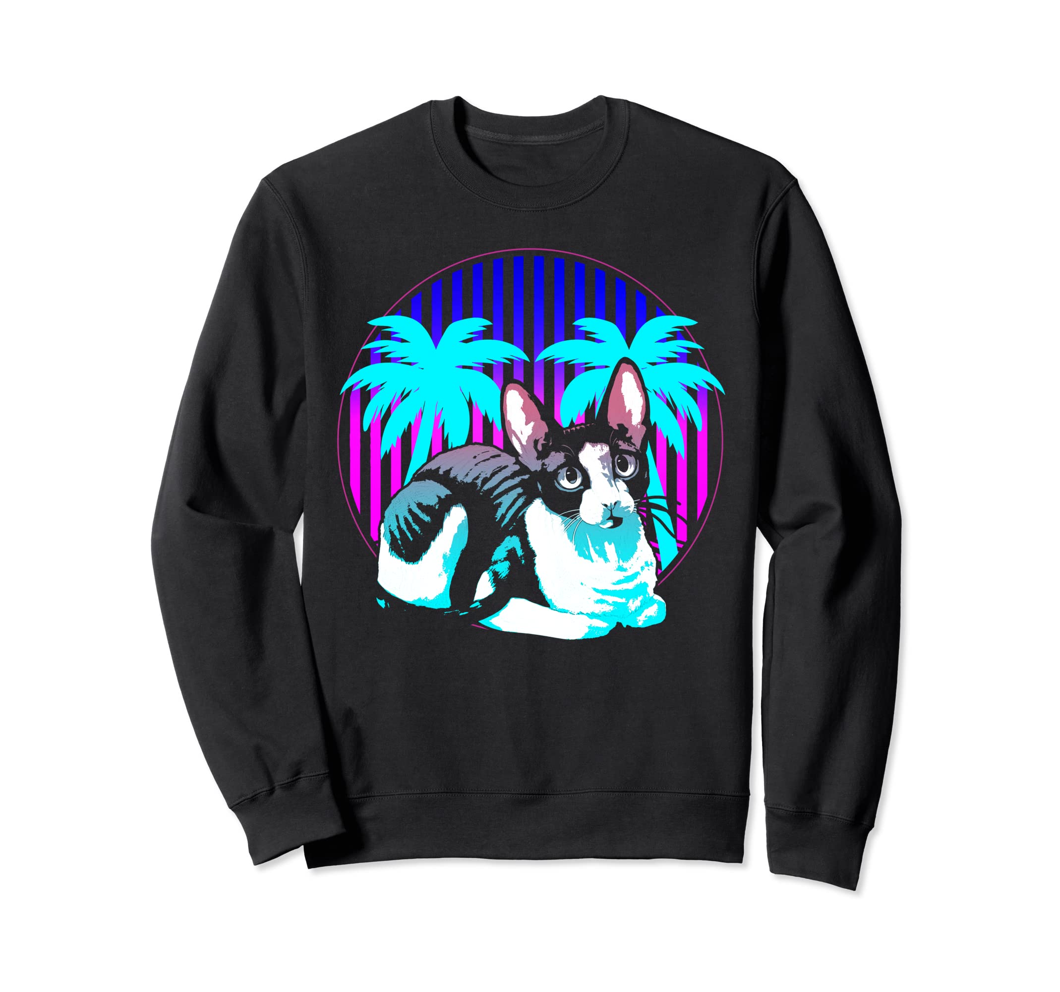 Cat Retrowave Synthwave Vaporwave Cat Sweatshirt - Aesthetic Graphic Unisex - T-Shirt, Sweatshirt, Hoodie