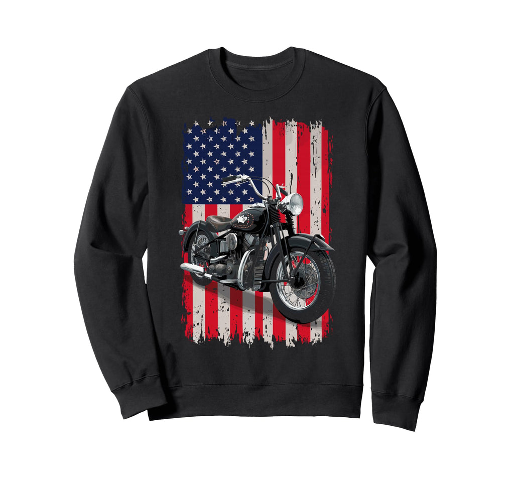 Patriotic Motorcycle Usa Flag Sweatshirt - Aesthetic Graphic Men Women - T-Shirt, Sweatshirt, Hoodie