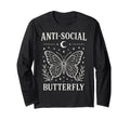 Anti Social Butterfly White Line Art T-Shirt - Custom Art Print Unisex - T-Shirt, Sweatshirt, Hoodie
