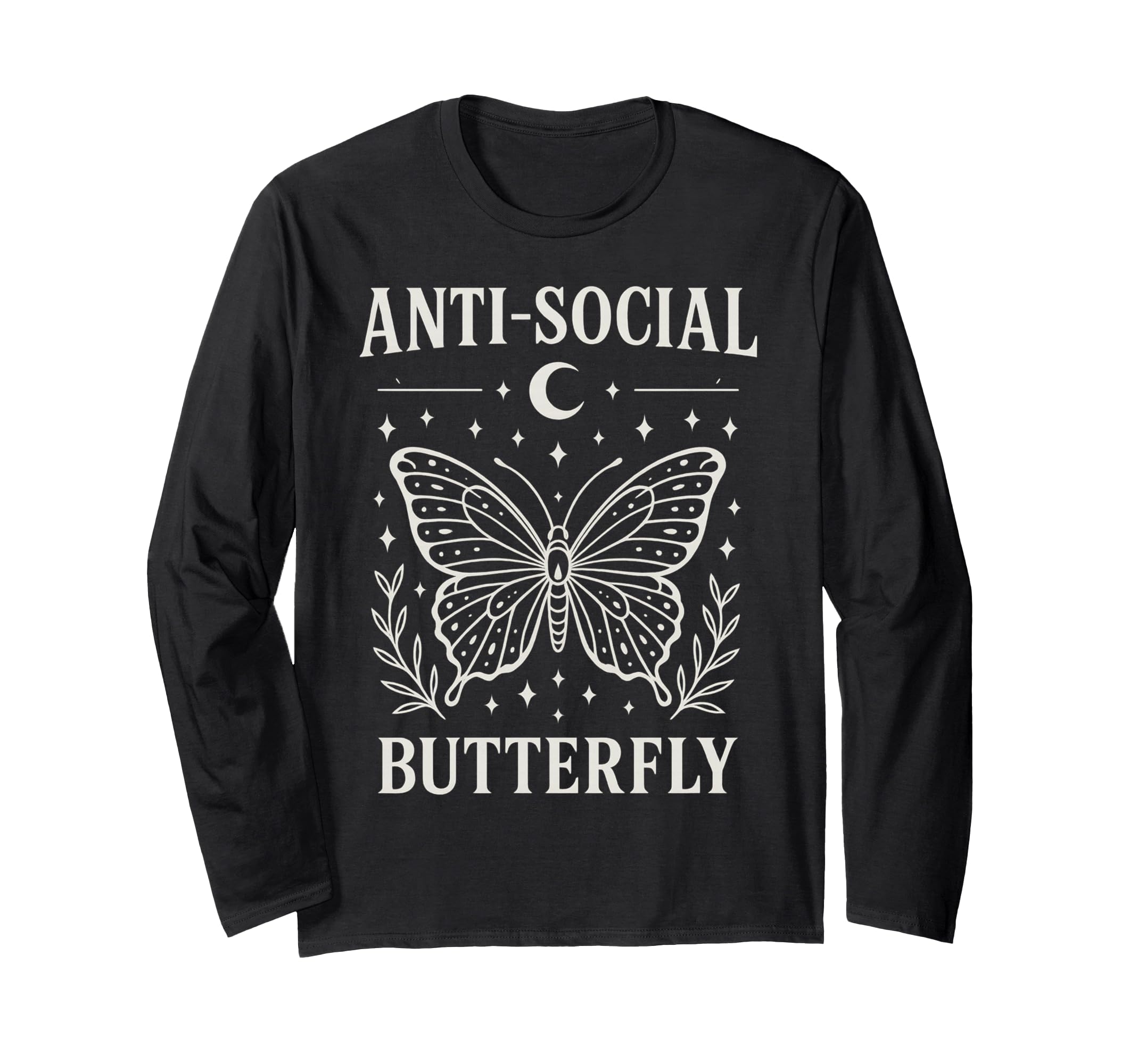 Anti Social Butterfly White Line Art T-Shirt - Custom Art Print Unisex - T-Shirt, Sweatshirt, Hoodie