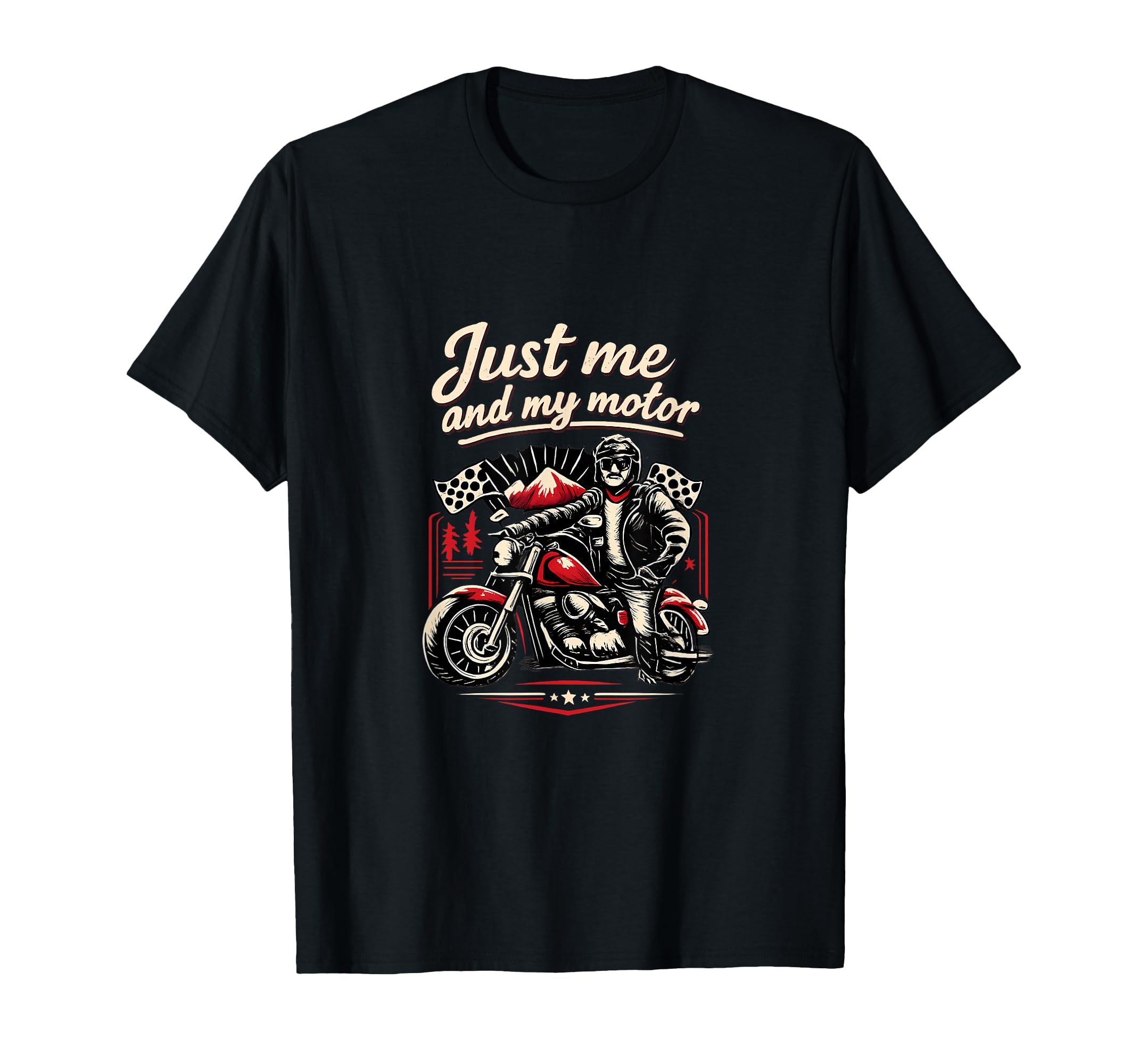 Just Me And My Motor Biker Badge T-Shirt - Fun Novelty Design for Adults - T-Shirt, Sweatshirt, Hoodie
