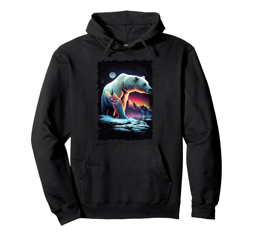 Polar Bear Silhouette Mountain Sunset Hoodie - Fun Novelty Design Unisex - T-Shirt, Sweatshirt, Hoodie