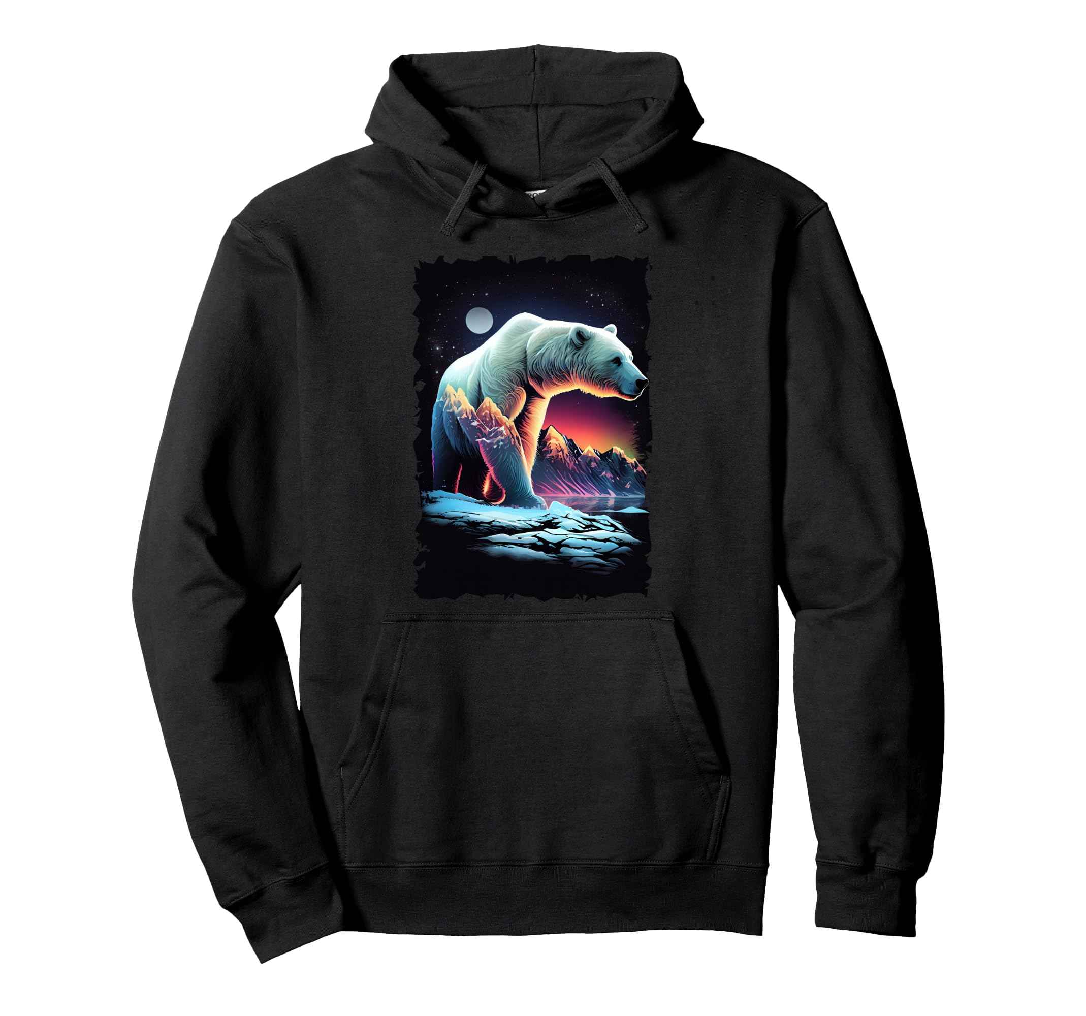 Polar Bear Silhouette Mountain Sunset Hoodie - Fun Novelty Design Unisex - T-Shirt, Sweatshirt, Hoodie