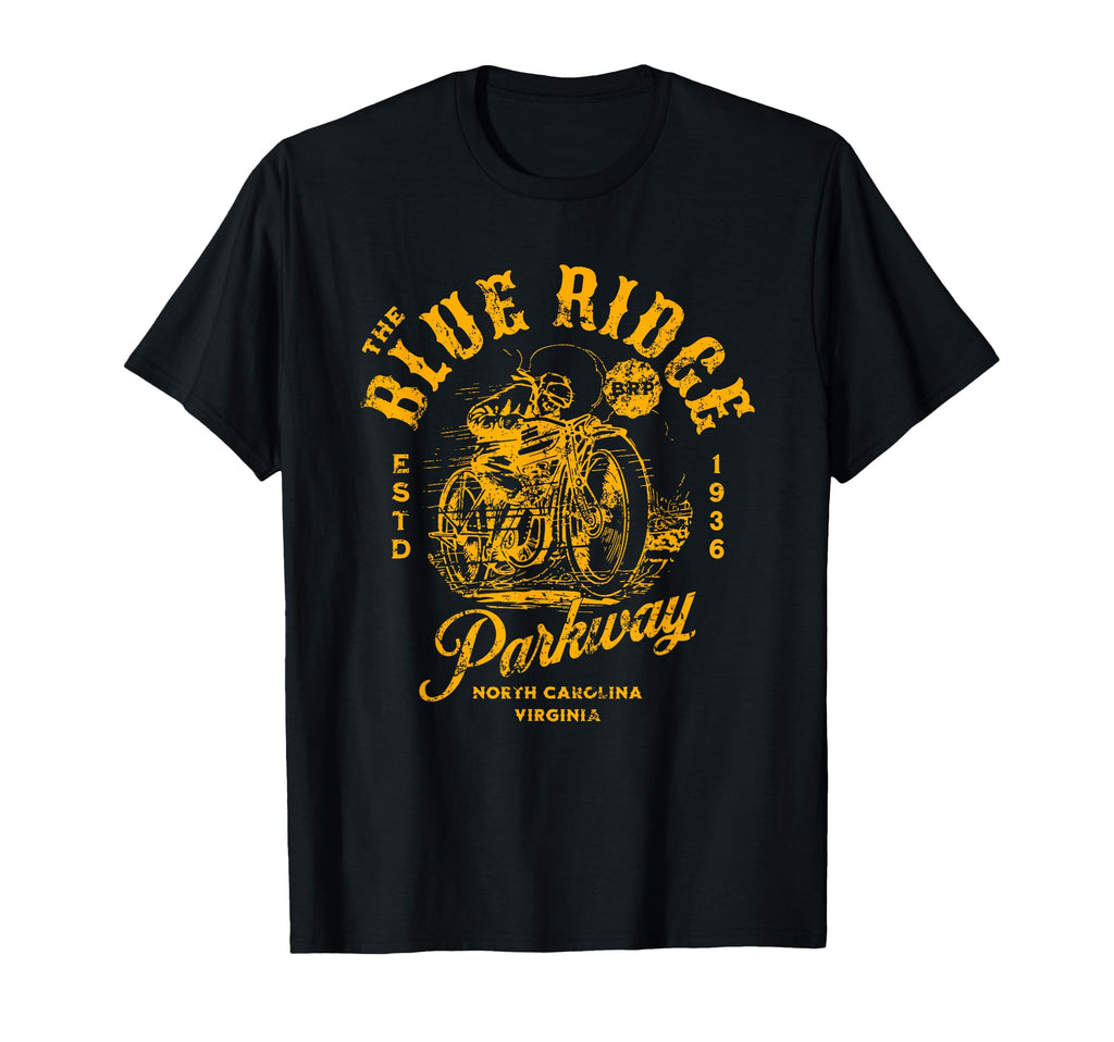 Blue Ridge Parkway Motorcycle Distressed T-Shirt - Novelty Apparel Unisex - T-Shirt, Sweatshirt, Hoodie