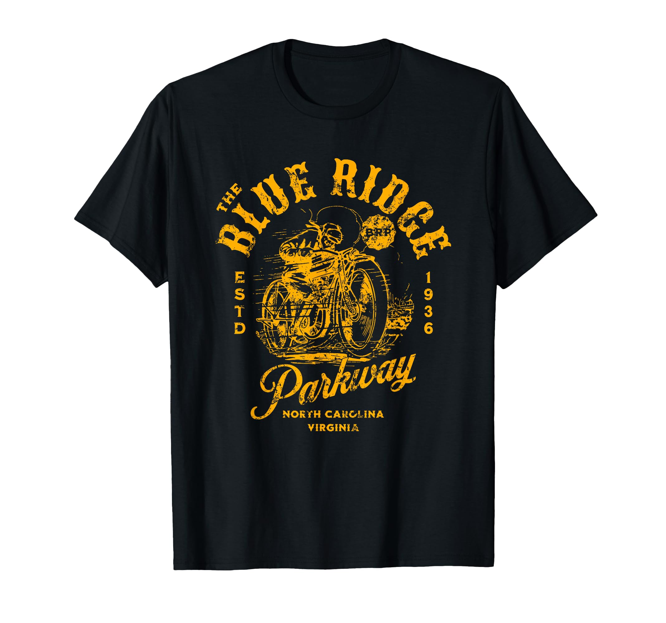 Blue Ridge Parkway Motorcycle Distressed T-Shirt - Novelty Apparel Unisex - T-Shirt, Sweatshirt, Hoodie