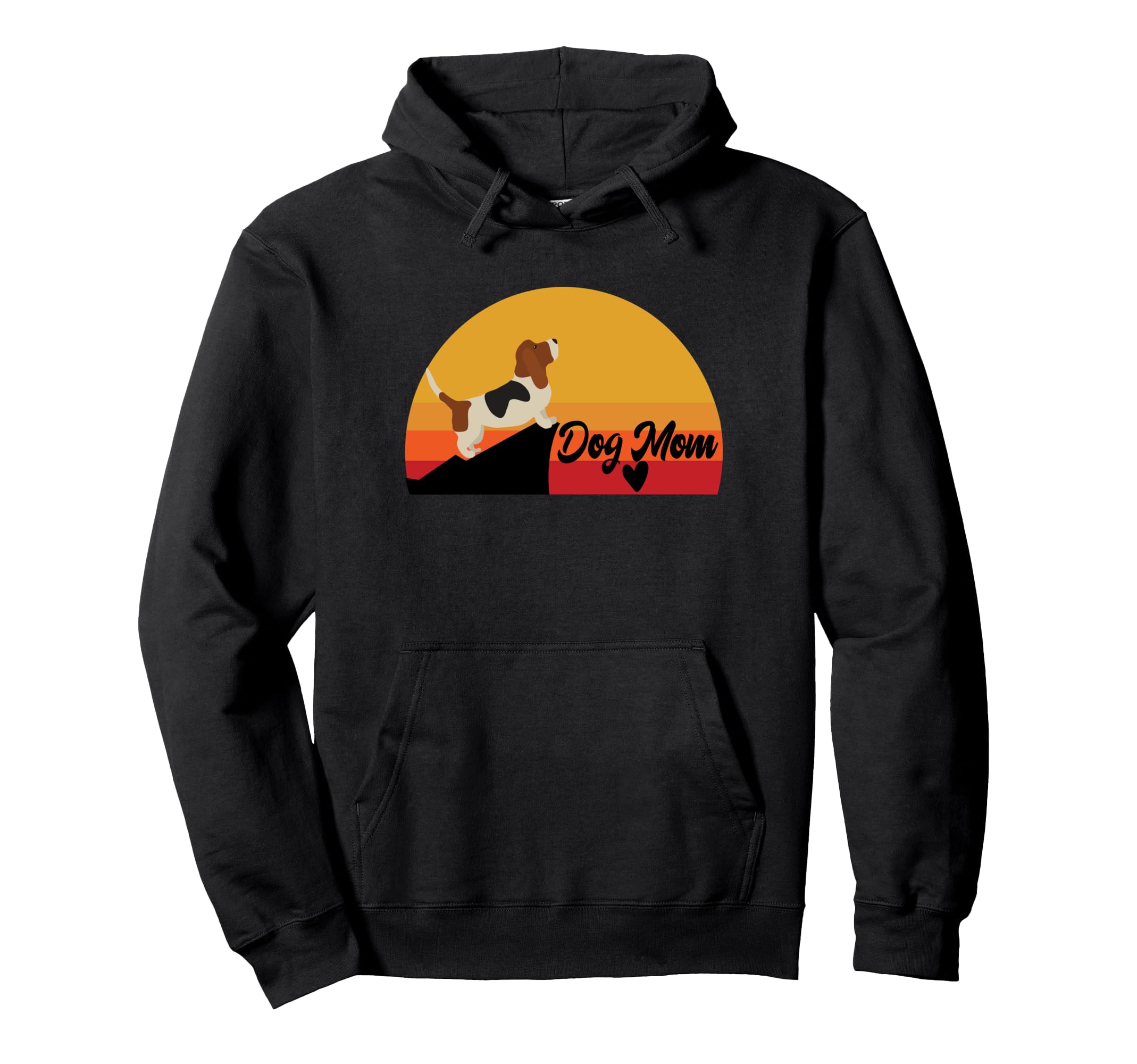 Basset Hound Dog Mom Sunset Hoodie - Graphic Print Men Women - T-Shirt, Sweatshirt, Hoodie