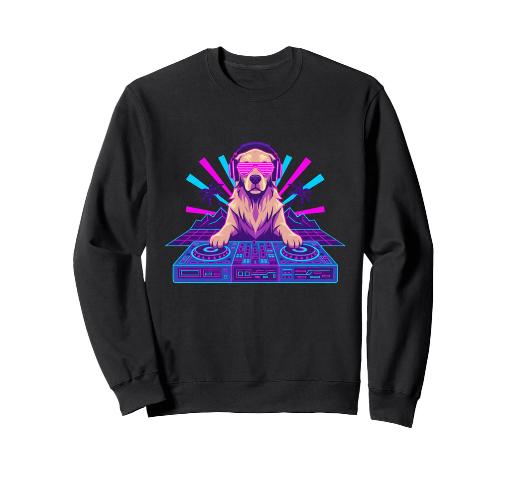 Funny Dj Golden Retriever Dog Sweatshirt - Unique Graphic for Adults - T-Shirt, Sweatshirt, Hoodie