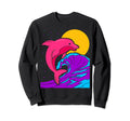 80S Wave Dolphin Electro Wave Sweatshirt - Custom Art Print Unisex - T-Shirt, Sweatshirt, Hoodie