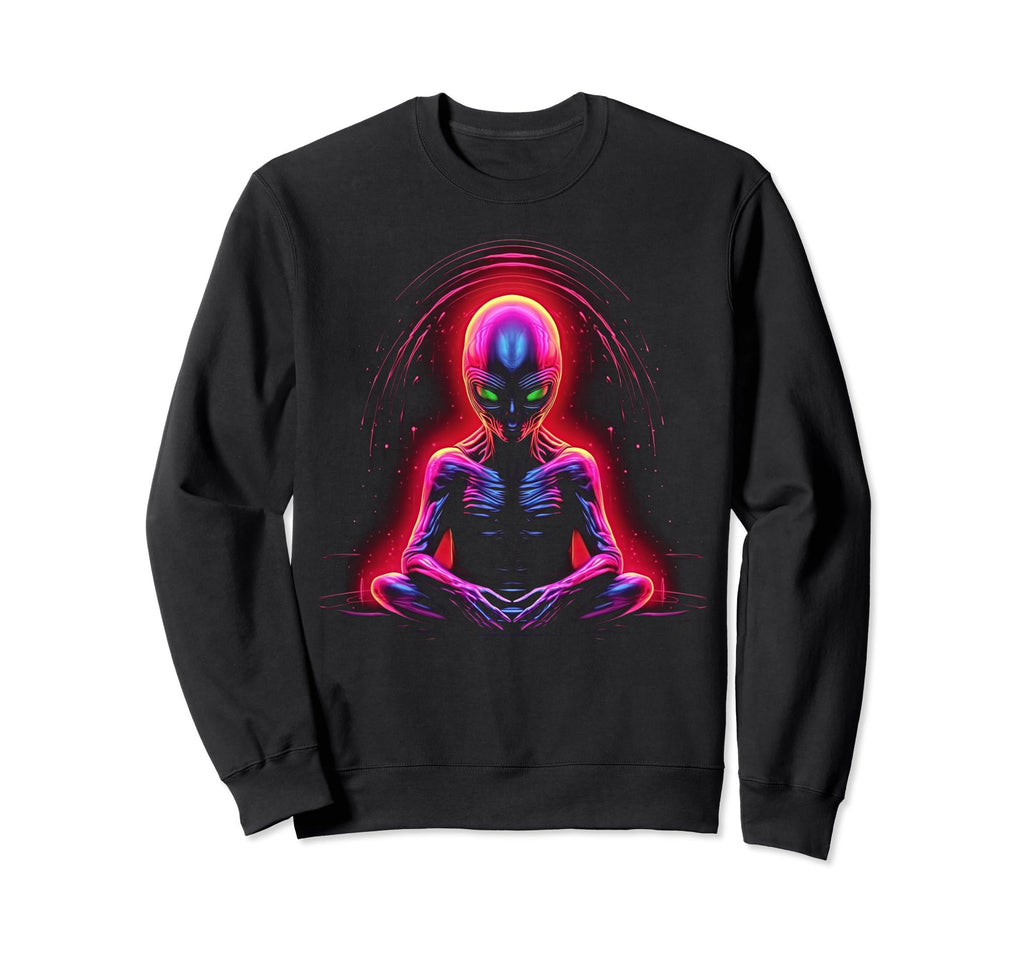Synthwave Alien Buddha Cyberpunk Sweatshirt - Streetwear Style Men Women - T-Shirt, Sweatshirt, Hoodie