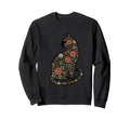 Floral Cat Silhouette Flower Sweatshirt - Streetwear Style Men Women - T-Shirt, Sweatshirt, Hoodie