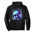 Rave Dj Skull Glitch Synthwave Edm Hoodie - Custom Art Print Men Women - T-Shirt, Sweatshirt, Hoodie