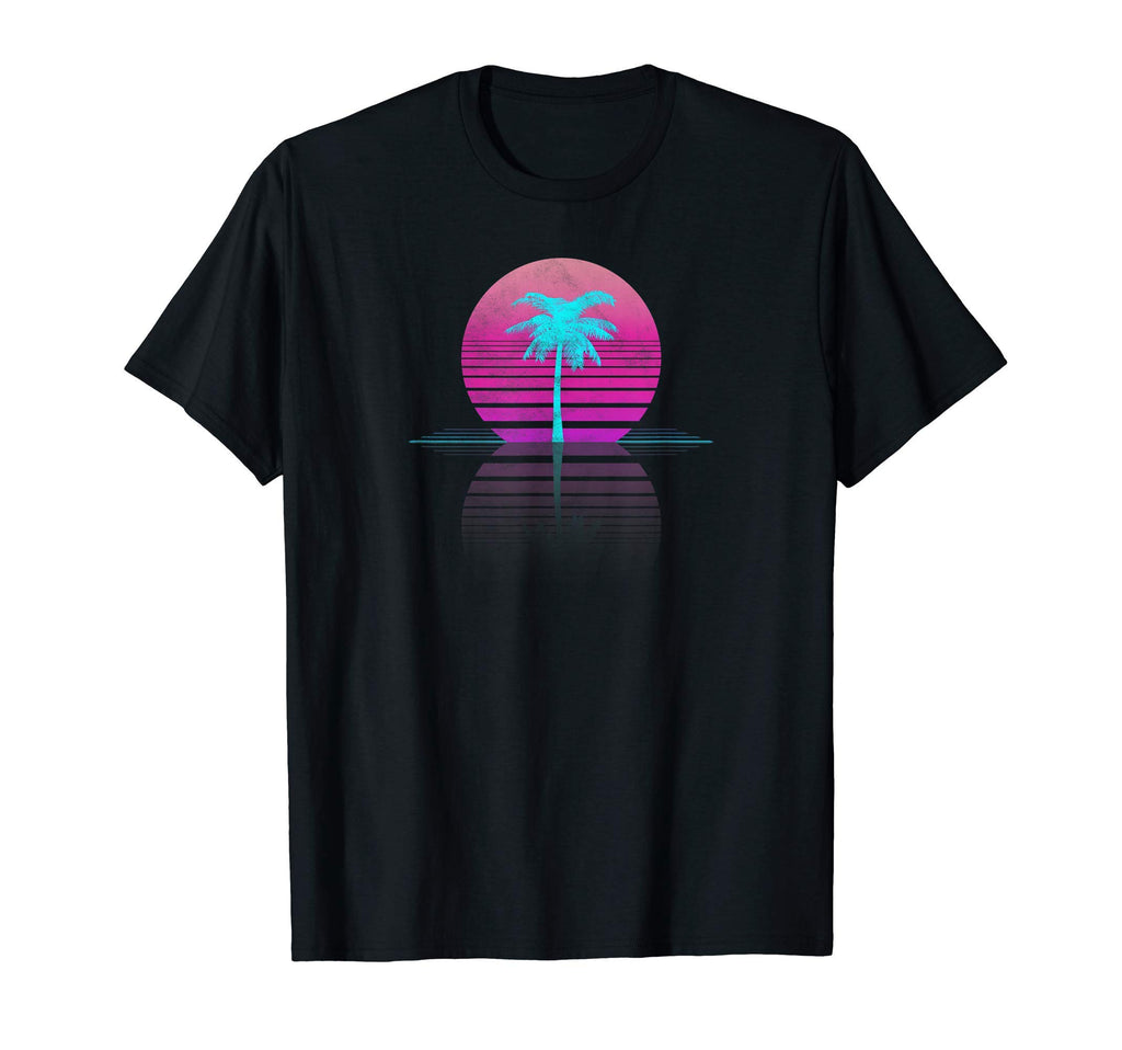 80S 90S Surf Outrun Sun Synthwave Palm Tree T-Shirt - Trendy Graphic Unisex - T-Shirt, Sweatshirt, Hoodie
