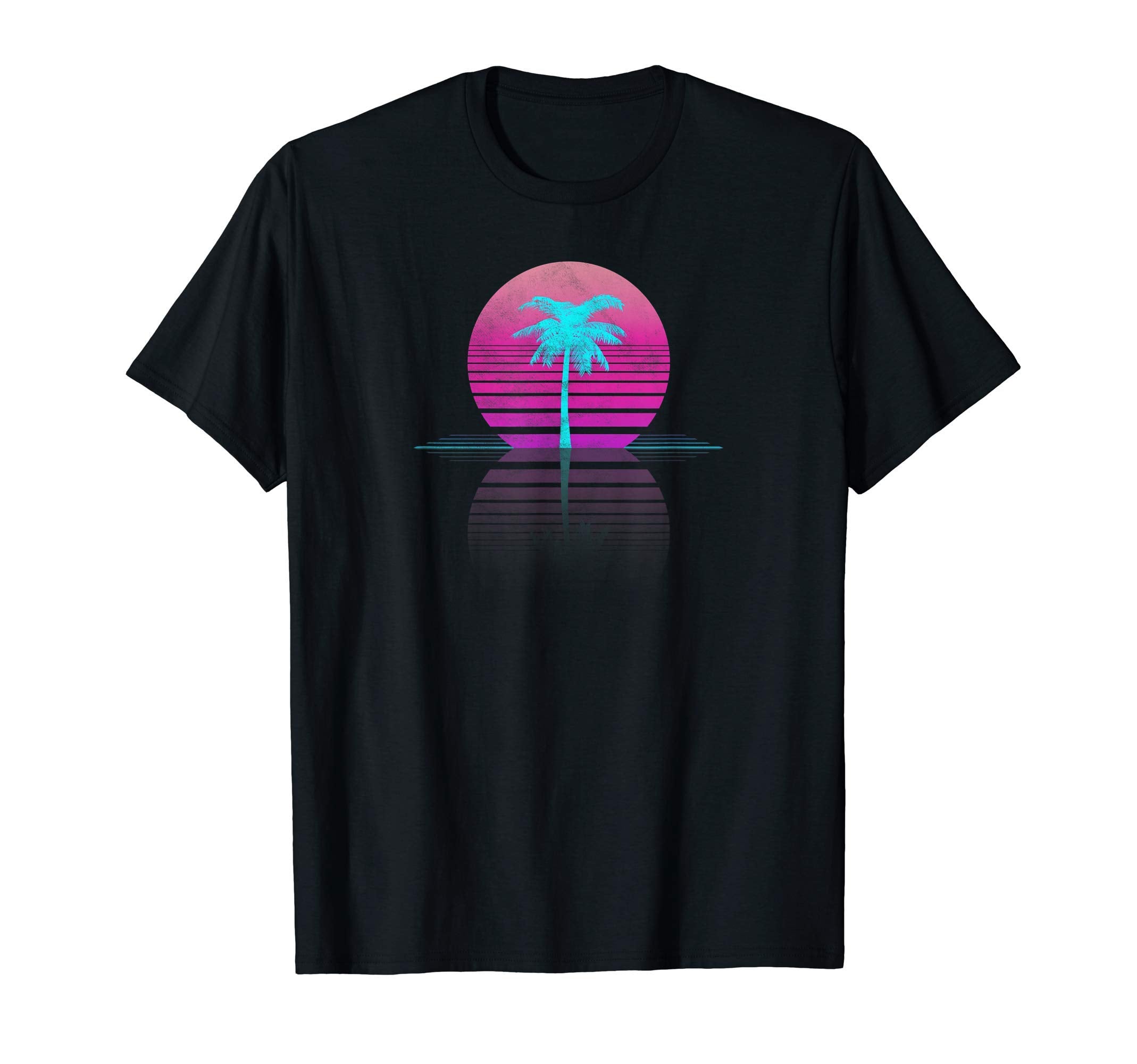 80S 90S Surf Outrun Sun Synthwave Palm Tree T-Shirt - Trendy Graphic Unisex - T-Shirt, Sweatshirt, Hoodie